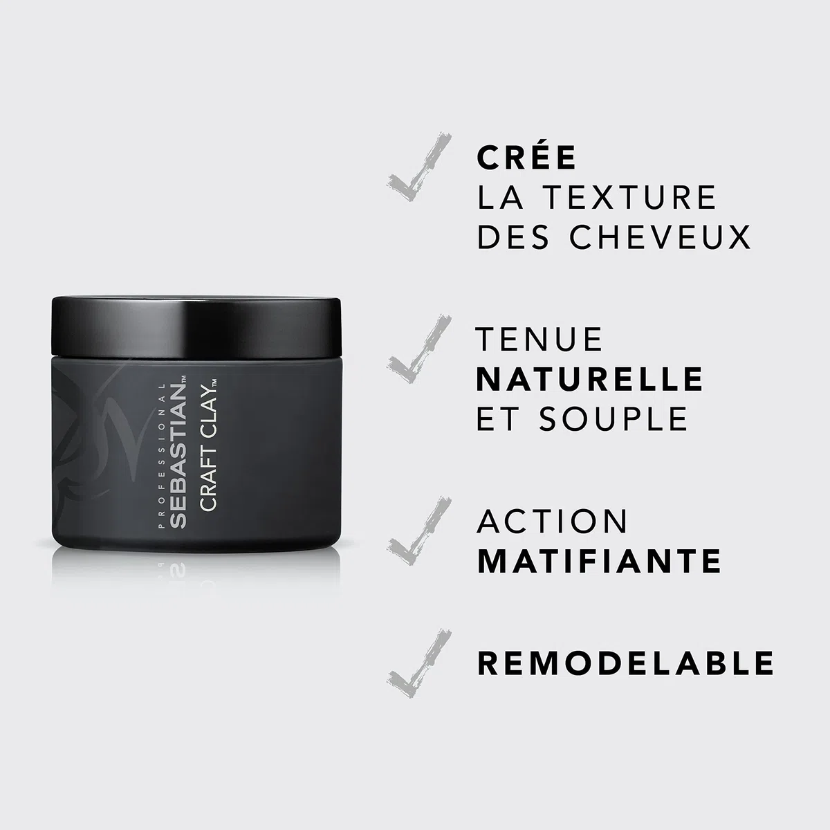 Sebastian Professional Craft Clay | Pâte à modeler mate | Maintien naturel et flexible | Pour tous les types de cheveux