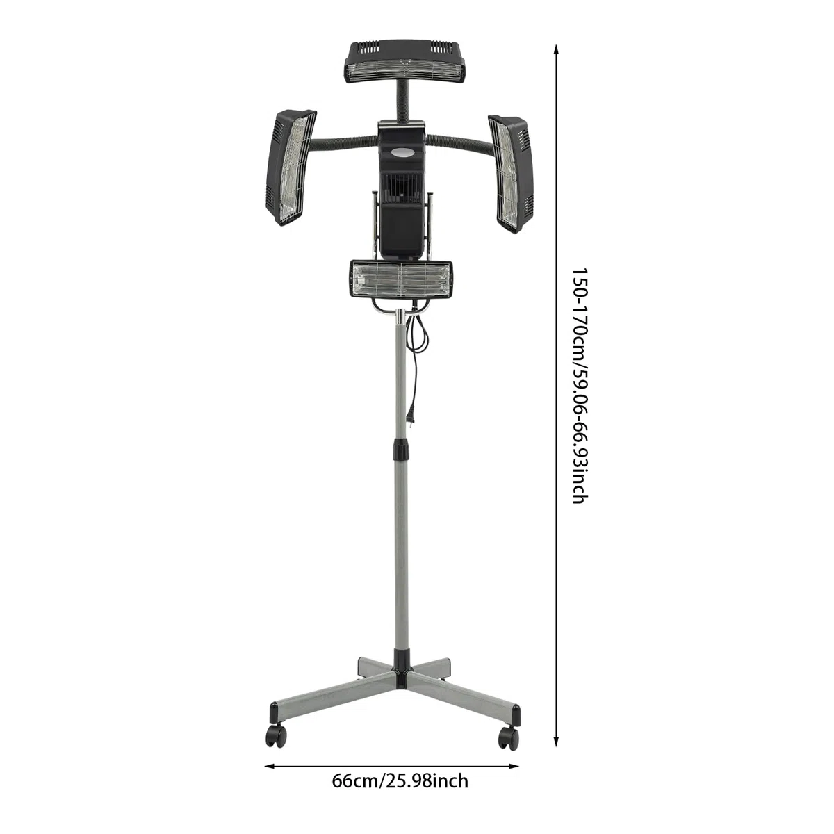 Capot de séchage avec 4 lampes chauffantes et roulettes pour salon et