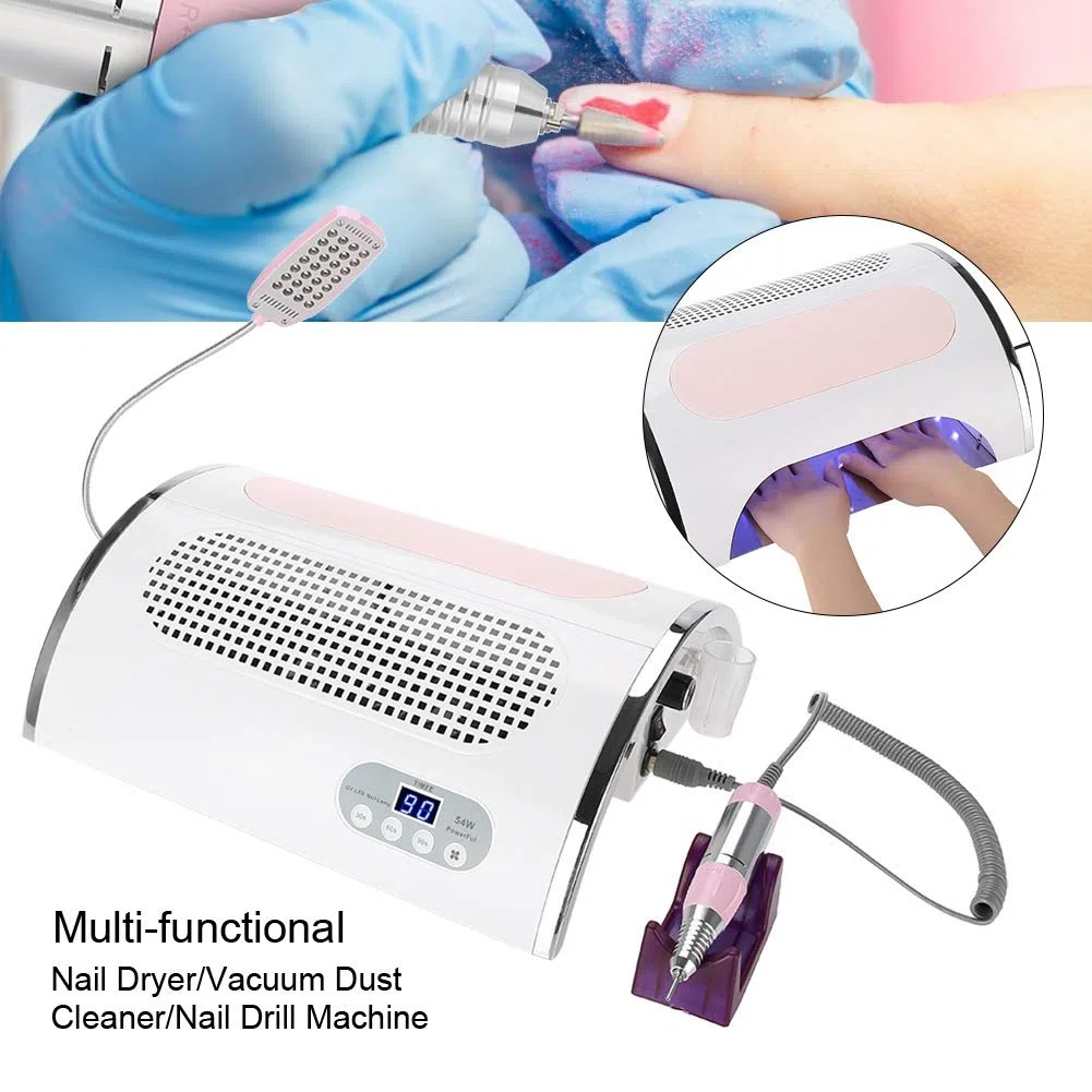 Sonew 4 en 1 Perceuse à Ongles Électrique Avec Collecteur De Poussière, Lime à Ongles Aspirateur pour L'art des Ongles, 54W UV LED Sèche Ongles Vernis À Ongles Art Outils pour Ongles Gel Acrylique