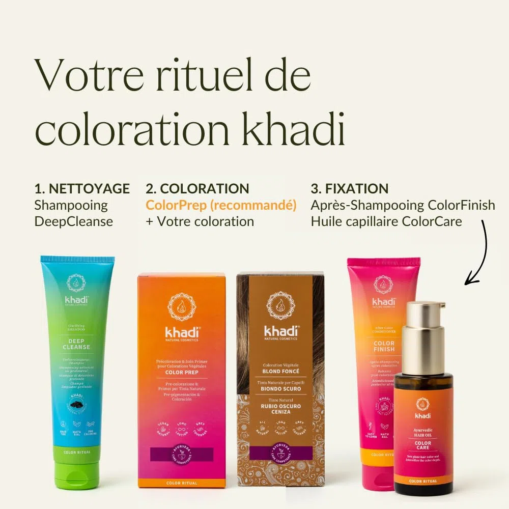 khadi BLOND FONCÉ Coloration végétale - Colore vos cheveux dans un blond cendré mat à un blond foncé intense - 100% végétale et naturelle - 100 g