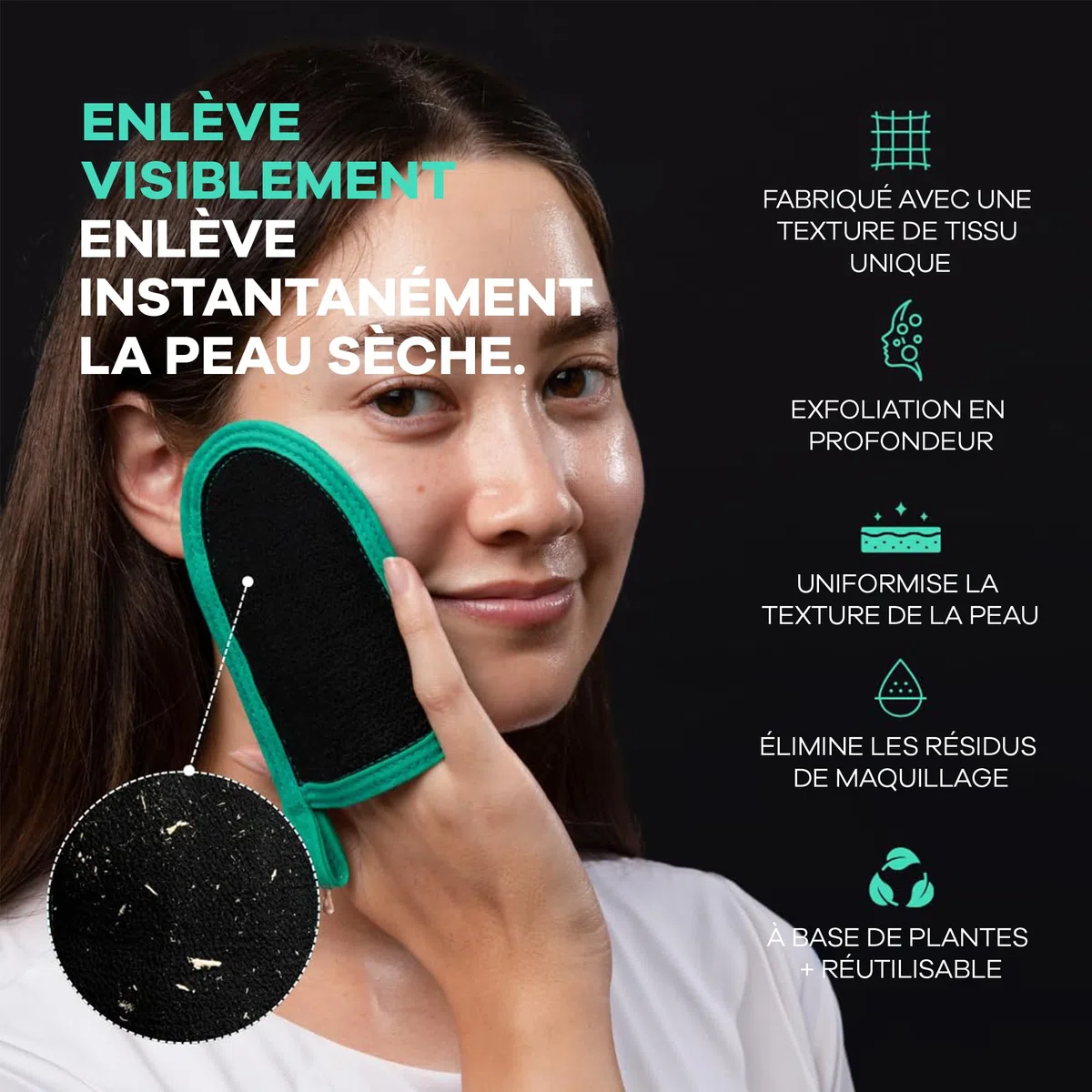 Dermasuri Gant Exfoliant Visage – Gommage Coréen Naturel – Exfoliant Doux Pour Peau Lisse & Éclatante – Gant Réutilisable Pour Femmes & Hommes – Soin Beauté Spa – 1 Unité