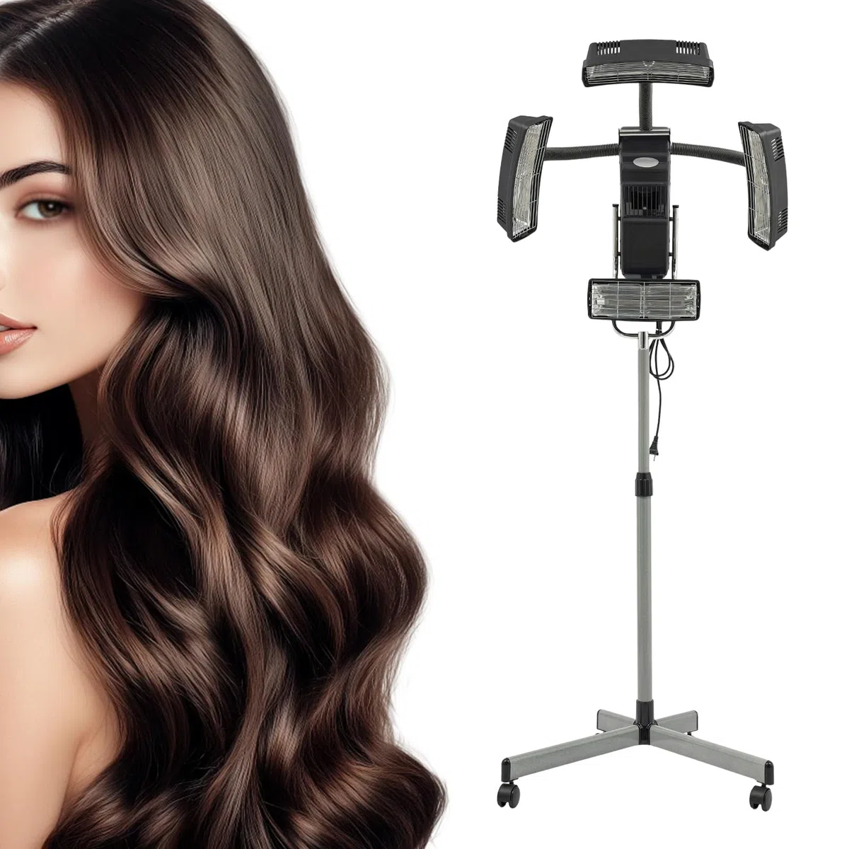 Capot de séchage avec 4 lampes chauffantes et roulettes pour salon et