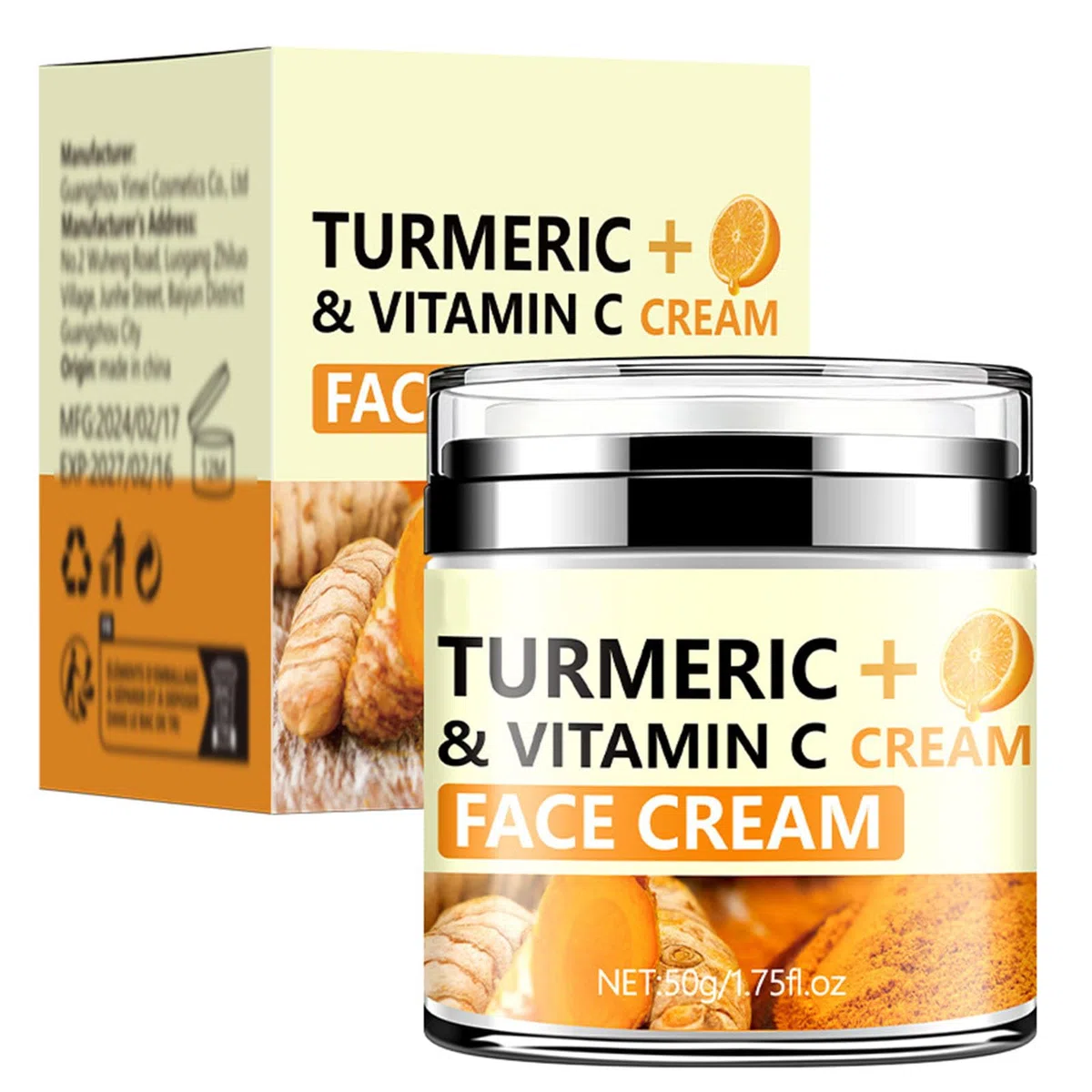 Crème raffermissante pour le cou au curcuma, crème hydratante anti-rides et liftante pour le cou pour lisser les rides, raffermir et lifter la peau, ridules du cou 1,69 oz