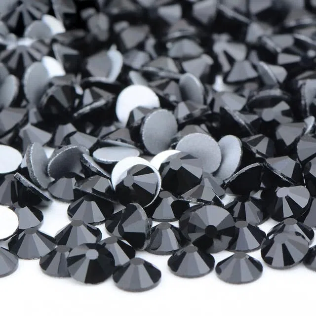 Vente en gros 100 bruts SS6 8 10 12 16 20 30 cristal rose violet dos plat strass en vrac colle sur décoration des ongles pierre-02 cristal AB,ss6 100gr 14400pcs 03 noir ss16 100gr 14400pcs