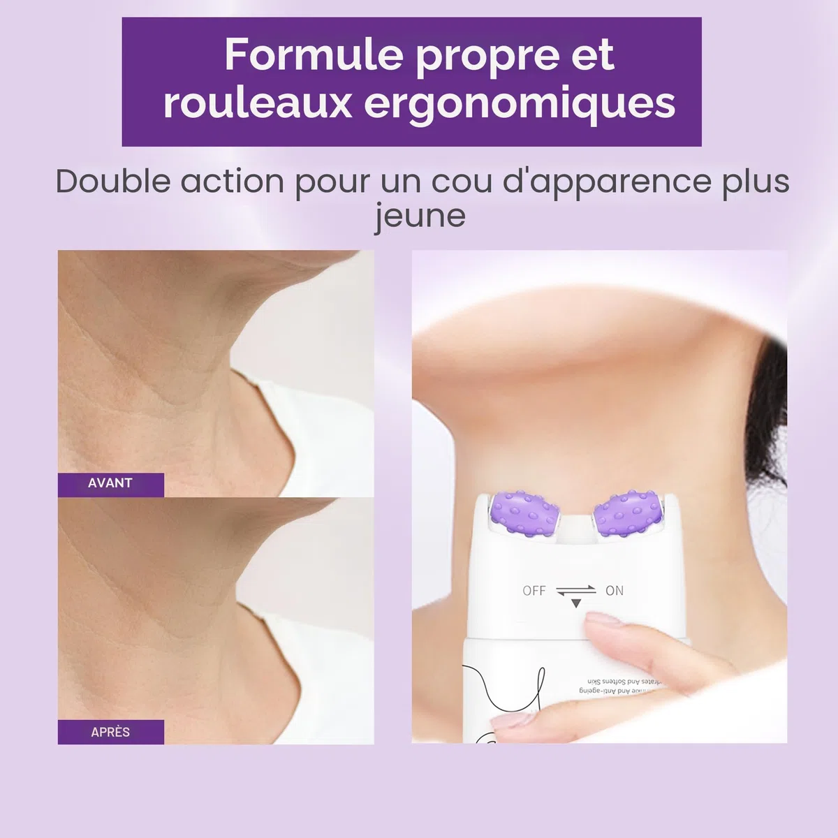 VRAIKO SADOER Gua Sha Crème pour le Cou, Crème raffermissante pour le Cou et la Mâchoire avec Doubles Rouleaux de Massage, Hydratant pour le Décolleté pour les Rides Fines, l’Élasticité et l