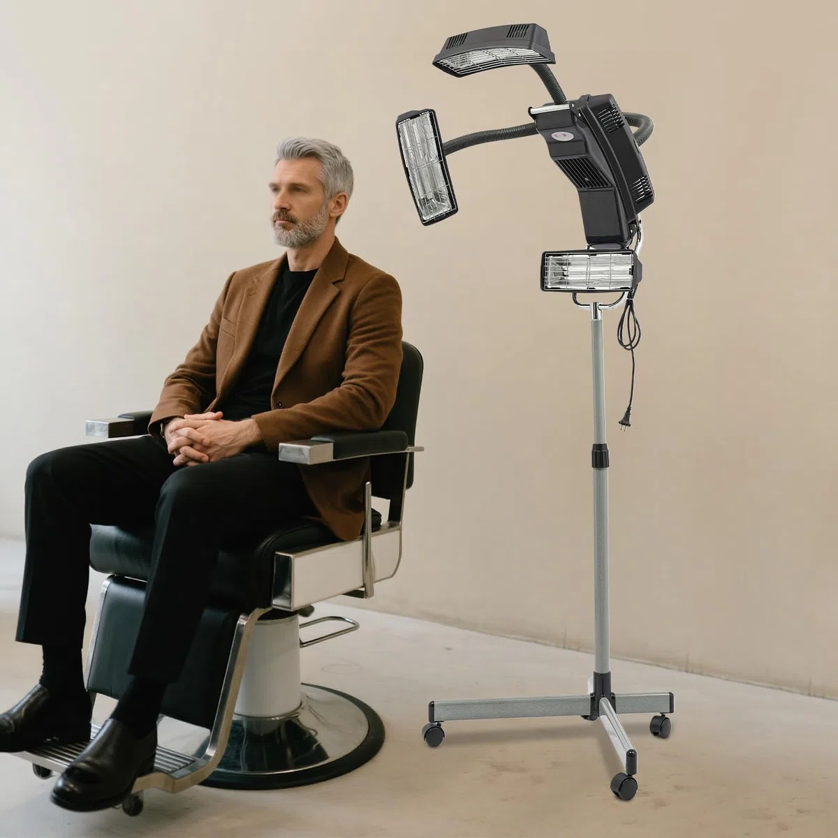 Capot de séchage avec 4 lampes chauffantes et roulettes pour salon et