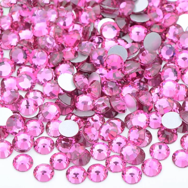 Vente en gros 100 bruts SS6 8 10 12 16 20 30 cristal rose violet dos plat strass en vrac colle sur décoration des ongles pierre-02 cristal AB,ss6 100gr 14400pcs 03 noir ss16 100gr 14400pcs