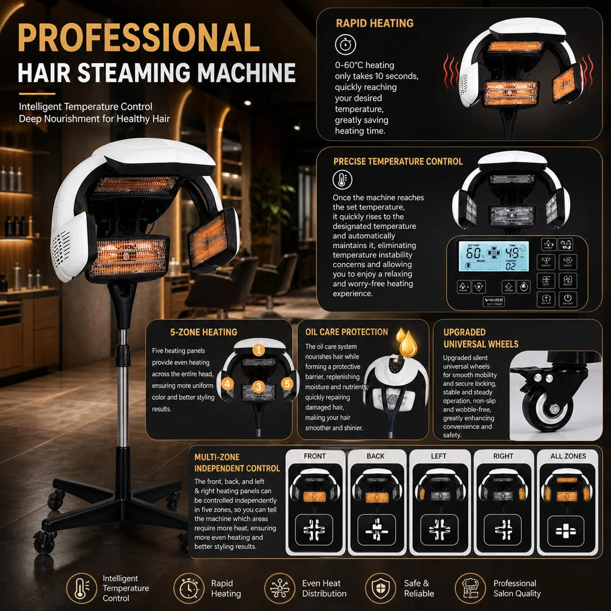 SèChe-Cheveux Professionnel Mural 800 W Black-Suspended