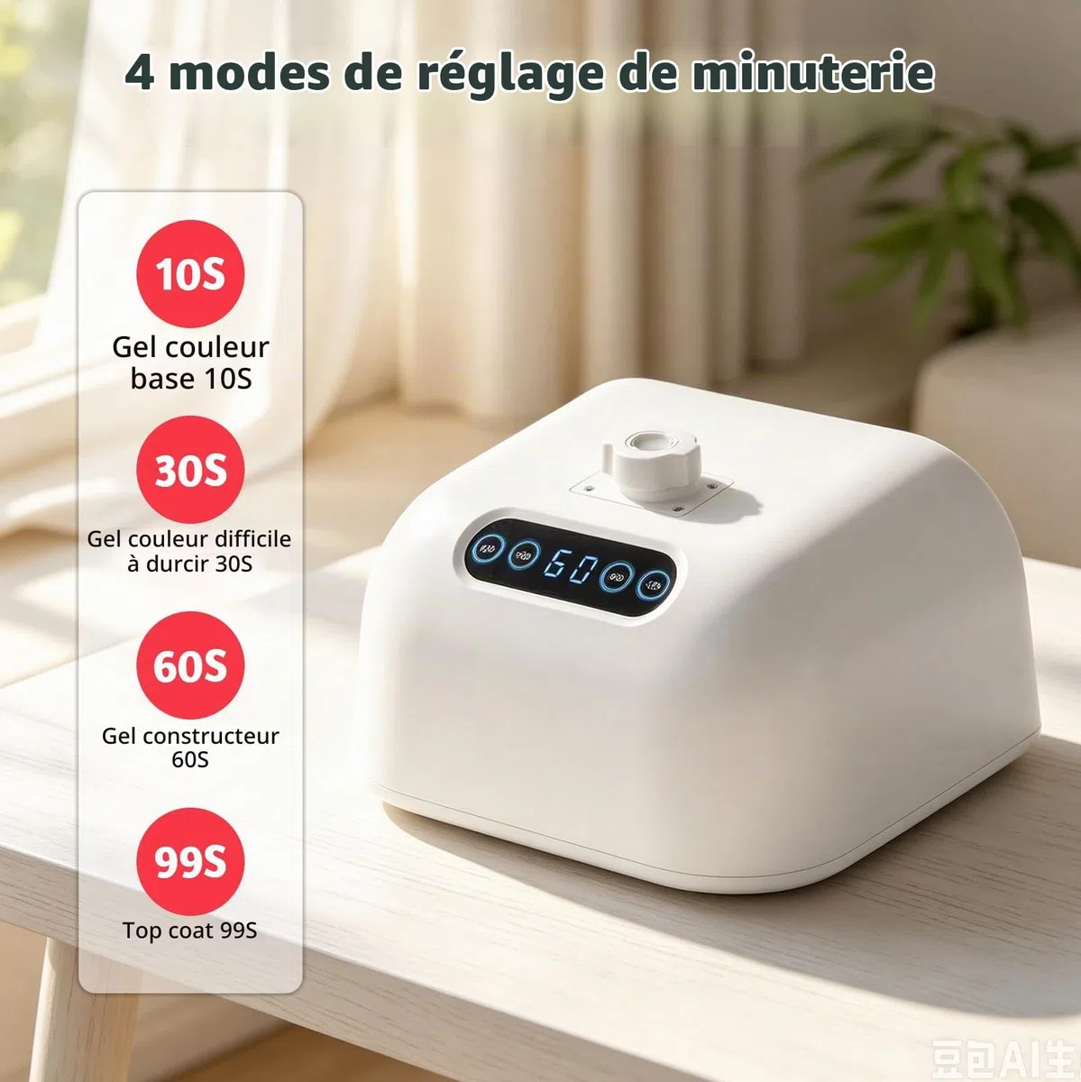 Lampe UV 2 en 1 48 W pour ongles en gel, séchoir professionnel pour ongles des doigts et des orteils
