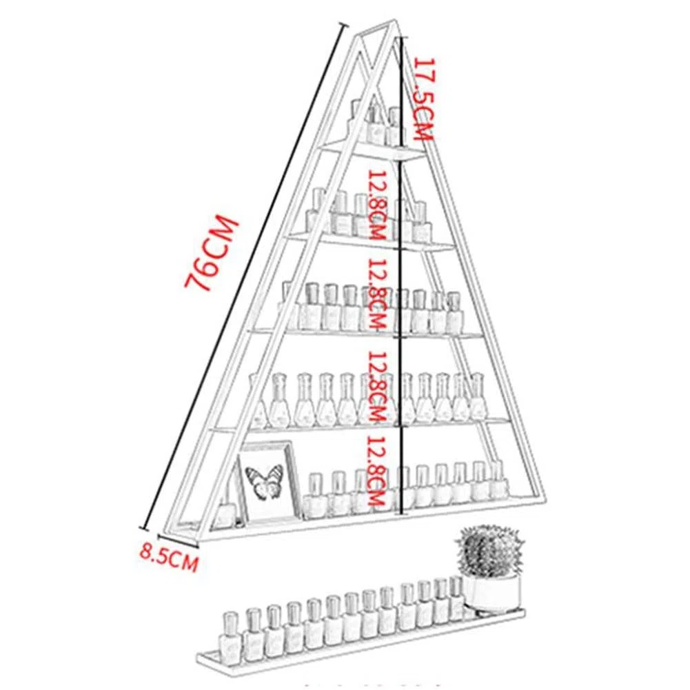Présentoir Mural pour Vernis à Ongles : Présentoir Mural doré pour Vernis à Ongles - Étagère Triangulaire en 2 Parties pour huiles essentielles, cosmétiques et parfums - Porte-flacons de ver