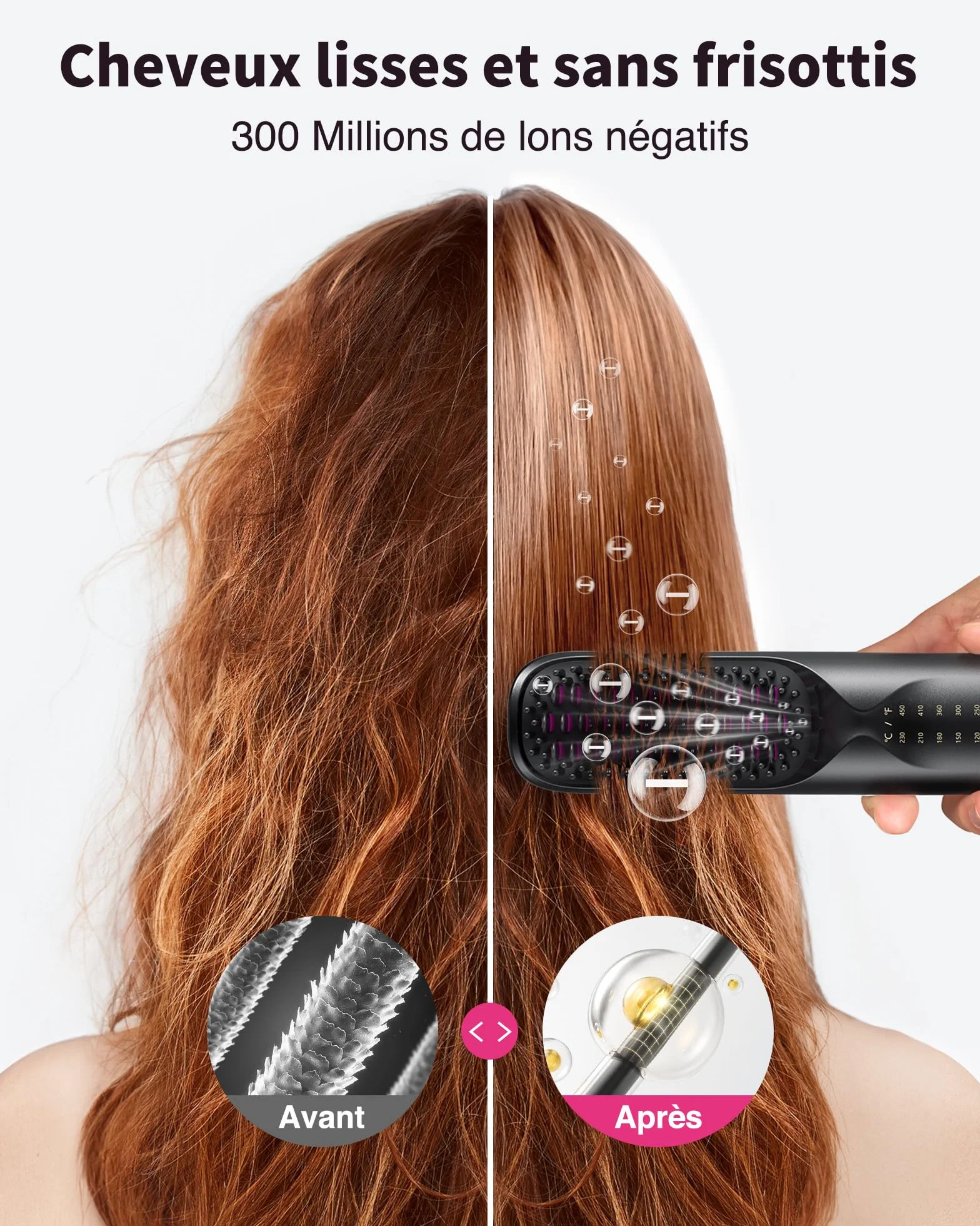 Bopcal Brosse Lissante pour Cheveux 10000mAh - 3 in 1 Brosse Lissante Sans Fil, Fer a Lisser 300 Millions d'ions Négatifs, Mini Lisseur 30S Chauffage, Céramique Anti-BrûLure, pour Voyage&Powerbank 19