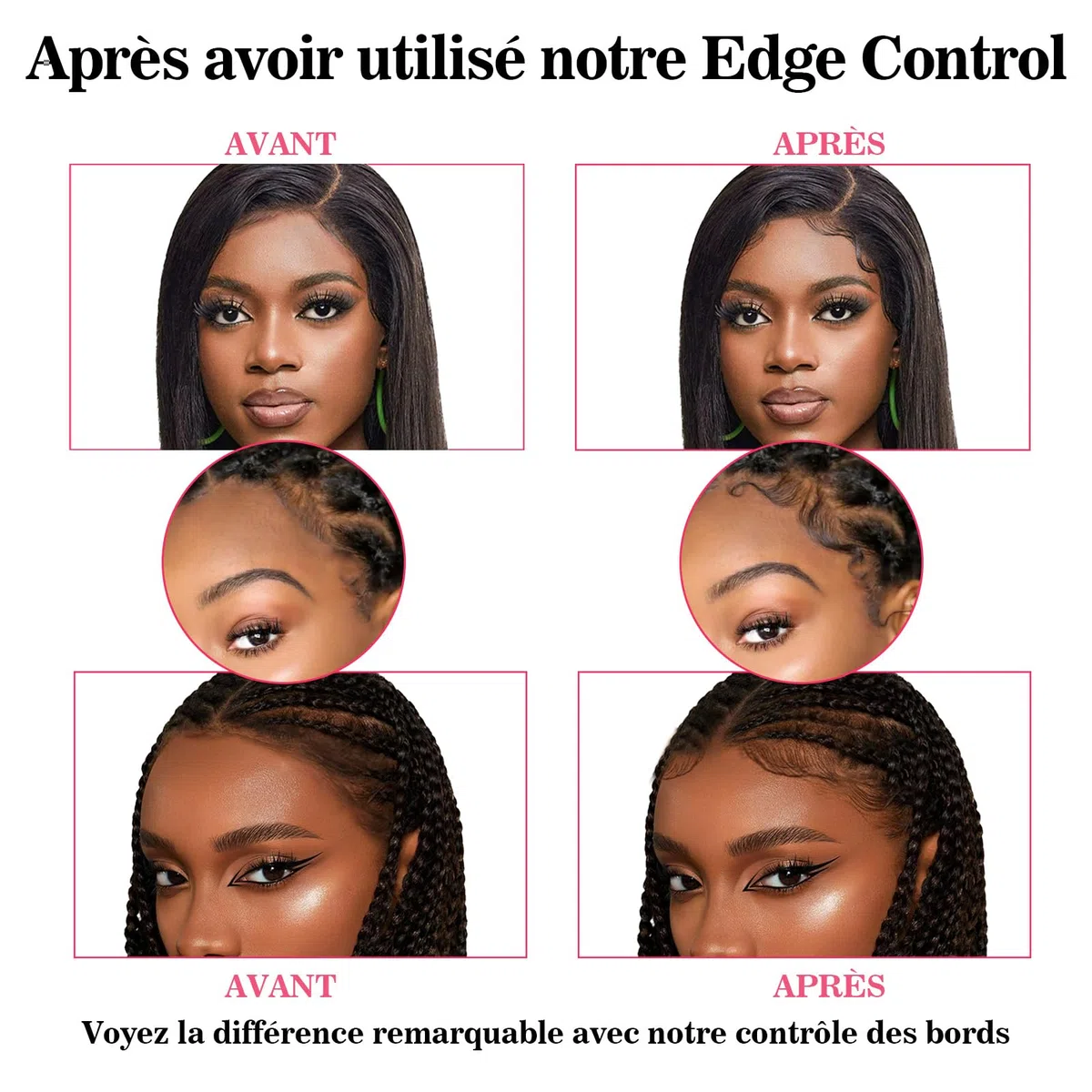 Edge Control Wax for Women Strong Hold Non-Greasy Cire Cheveux, Edge Wax Styling Tamer Edge Control for Black Hair No Flaking, White Residue, Edge Control Bonnet Satin Brush Set