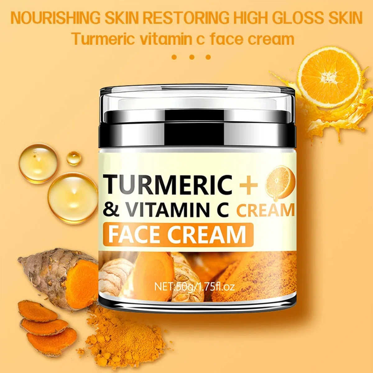 Crème raffermissante pour le cou au curcuma, crème hydratante anti-rides et liftante pour le cou pour lisser les rides, raffermir et lifter la peau, ridules du cou 1,69 oz