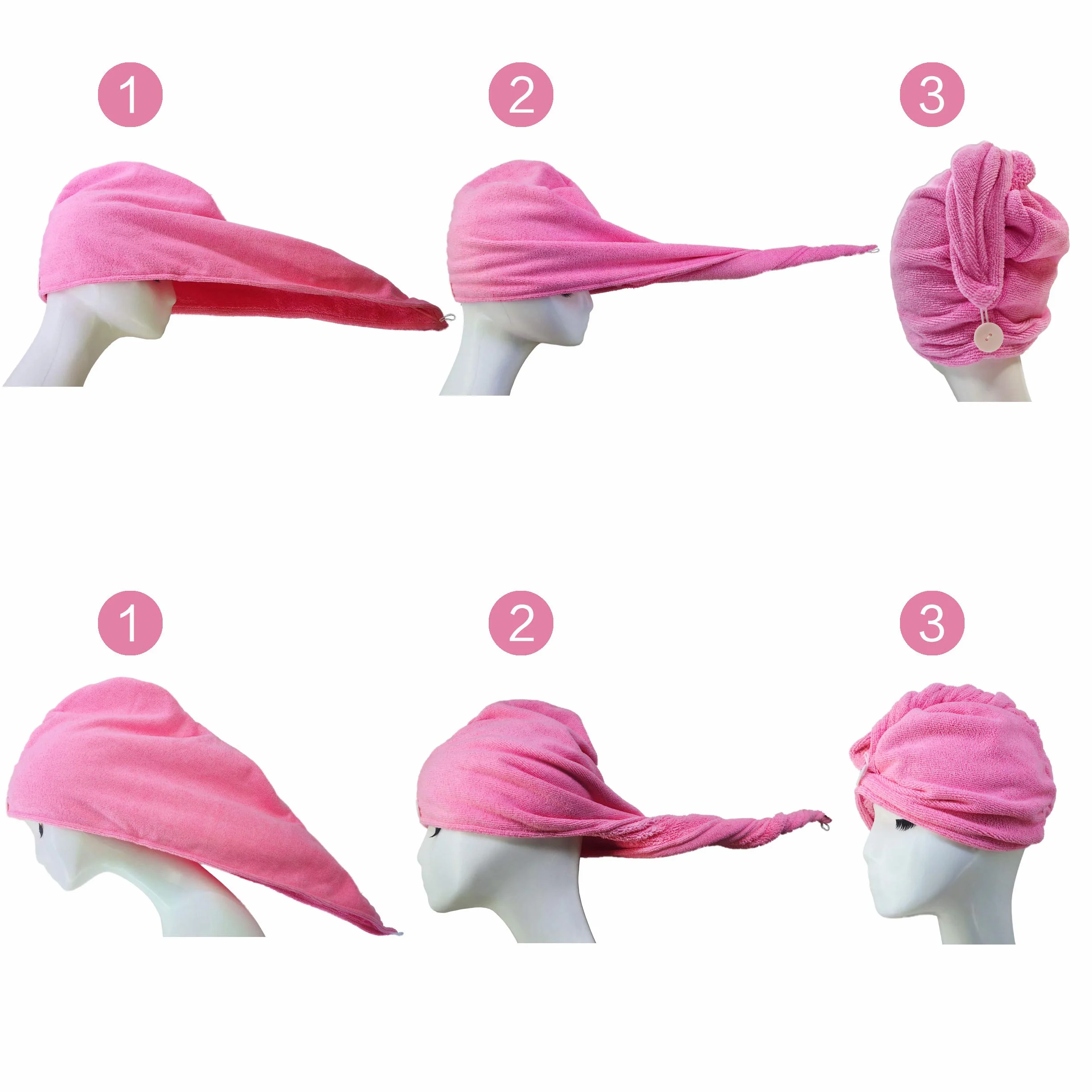 Polyte - 2 Serviettes Turban en Microfibres - séchage des Cheveux - Gris - 31 x 71 cm