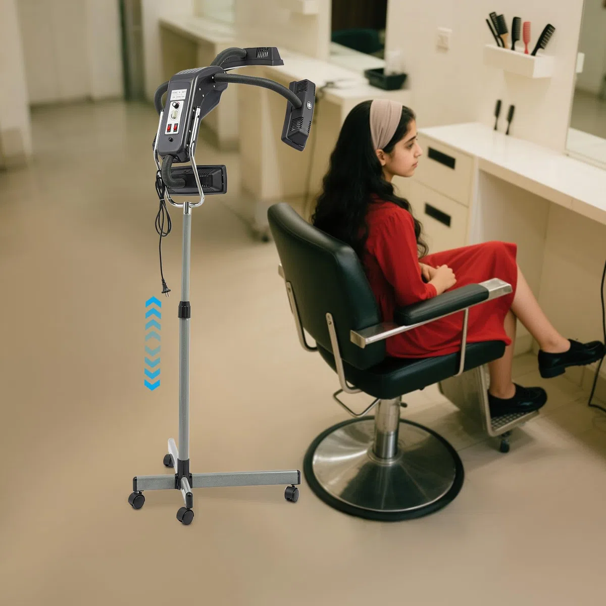 Capot de séchage avec 4 lampes chauffantes et roulettes pour salon et