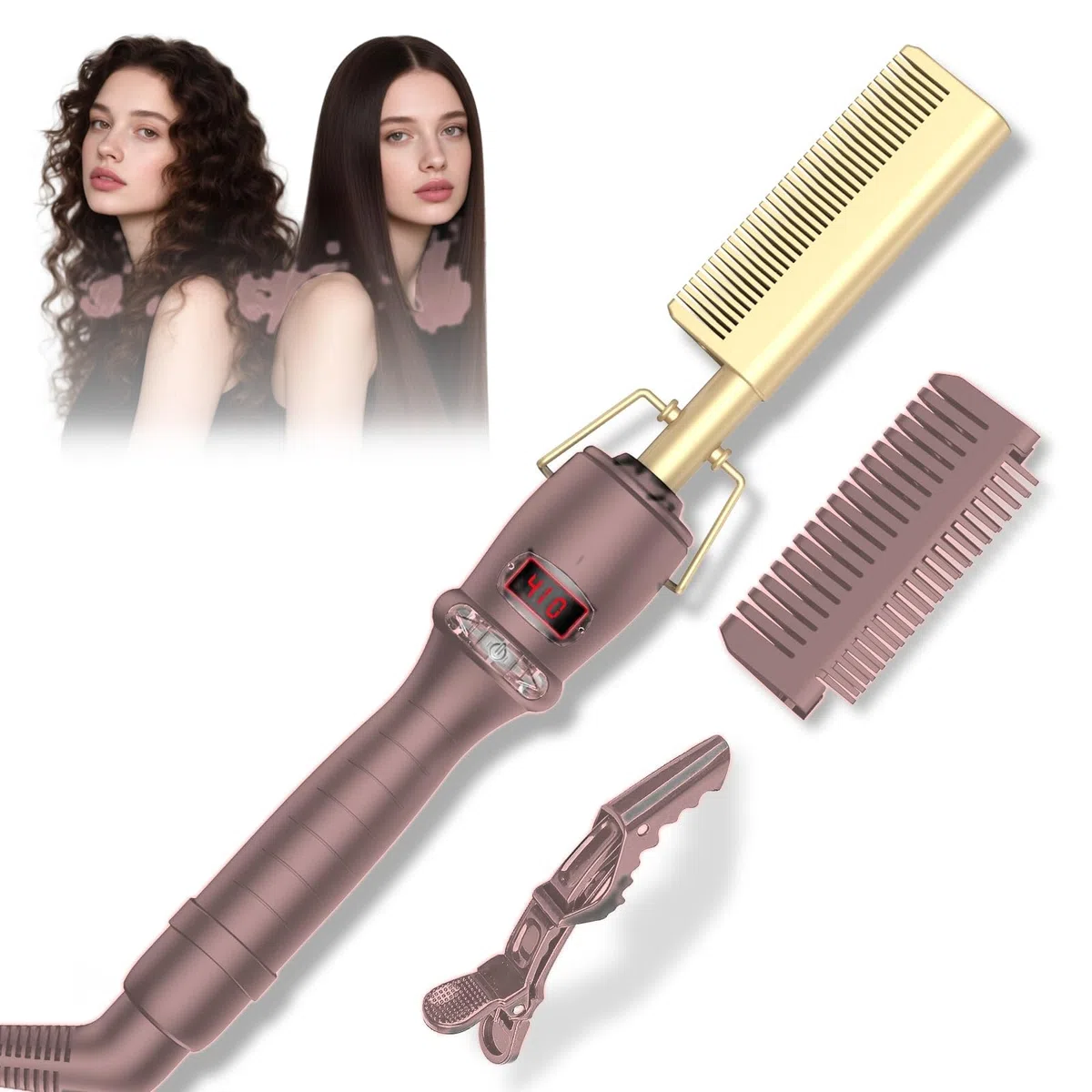 OKWRAP Fer a Gaufrer Les Cheveux, Gaufrier Cheveux PTC Ceramic Pour Cheveux Volumisants, Hair Crimper Pour Cheveux Avec Température Réglable Et écran LCD, Fer à Friser Longue Durée Pour Le Styling