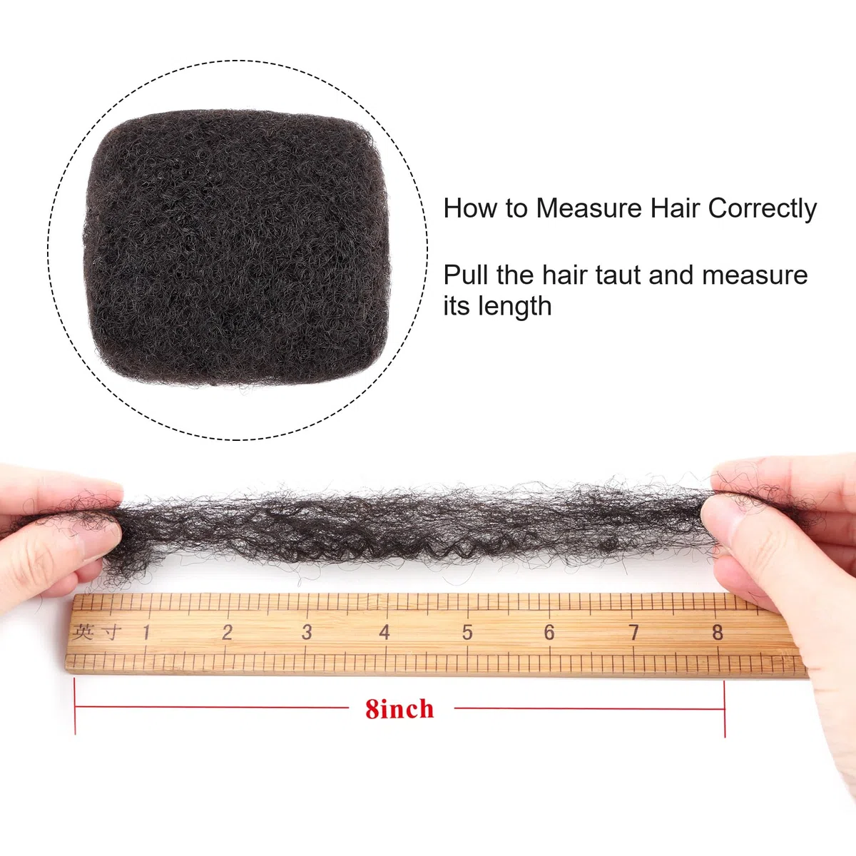 1 OZ/Pack Extension Cheveux Naturel, Cheveux Afro Naturel Afro Kinky Bulk Cheveux Naturel Humain Pour Locks, Extensions, Dreadlocks (8 Pouces, Noir Naturel)