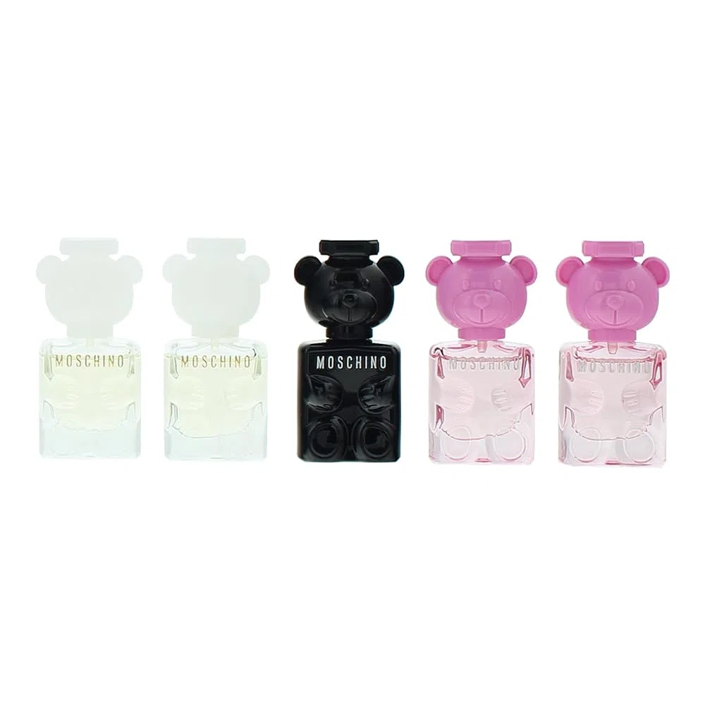 Moschino Miniature Collection Set by Moschino for Unisex - 5 Pc Mini Gift Set 2 x 0.17oz Toy 2 Bubble Gum EDT Spray, 2 x 0.17oz Toy 2 EDP Spray, 0.17oz Toy Boy EDP Spray