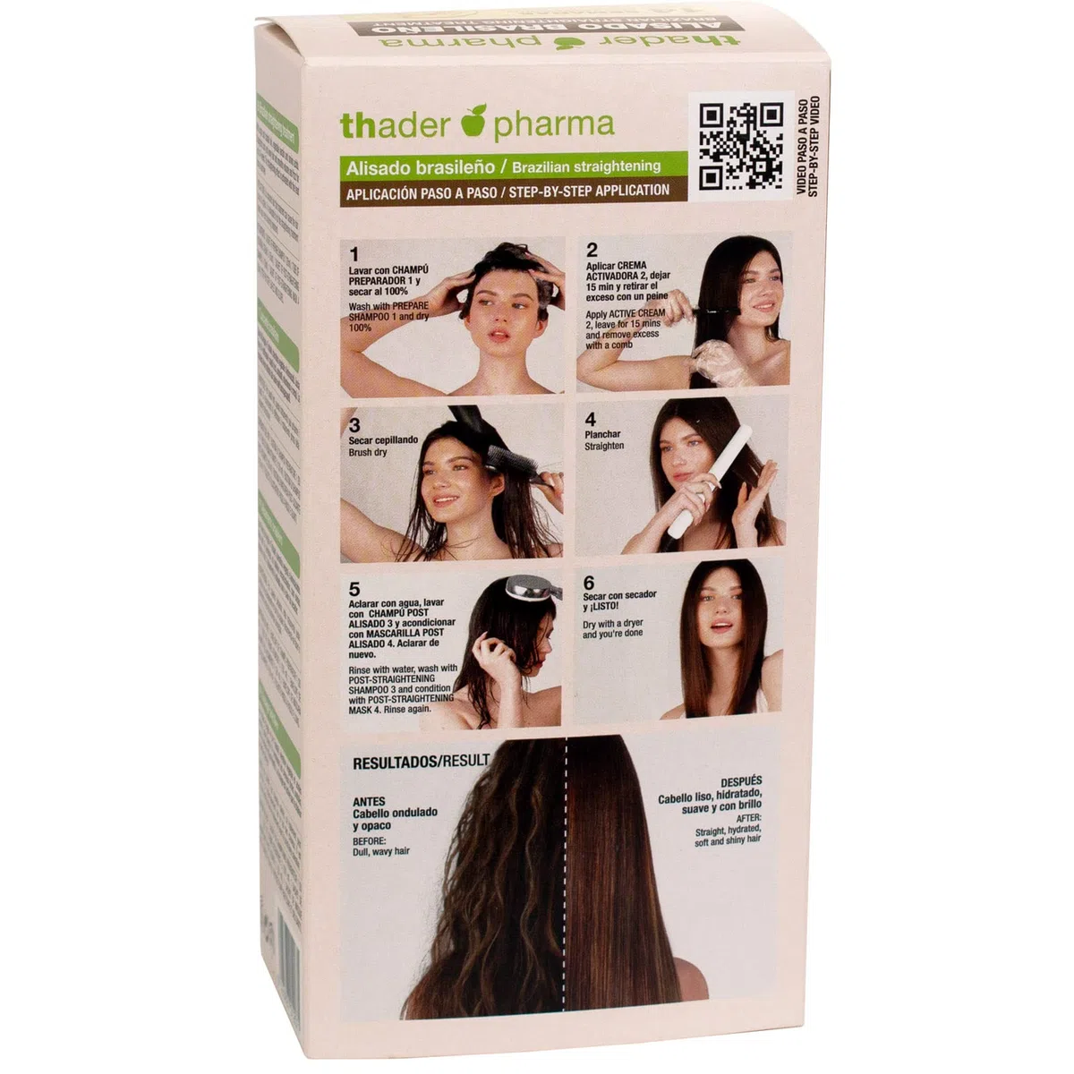 Thader TH Pharma Kit de lissage brésilien sans formol aux huiles d'argan et Tsubaki, kératine et acides aminés (blanc - cheveux foncés)