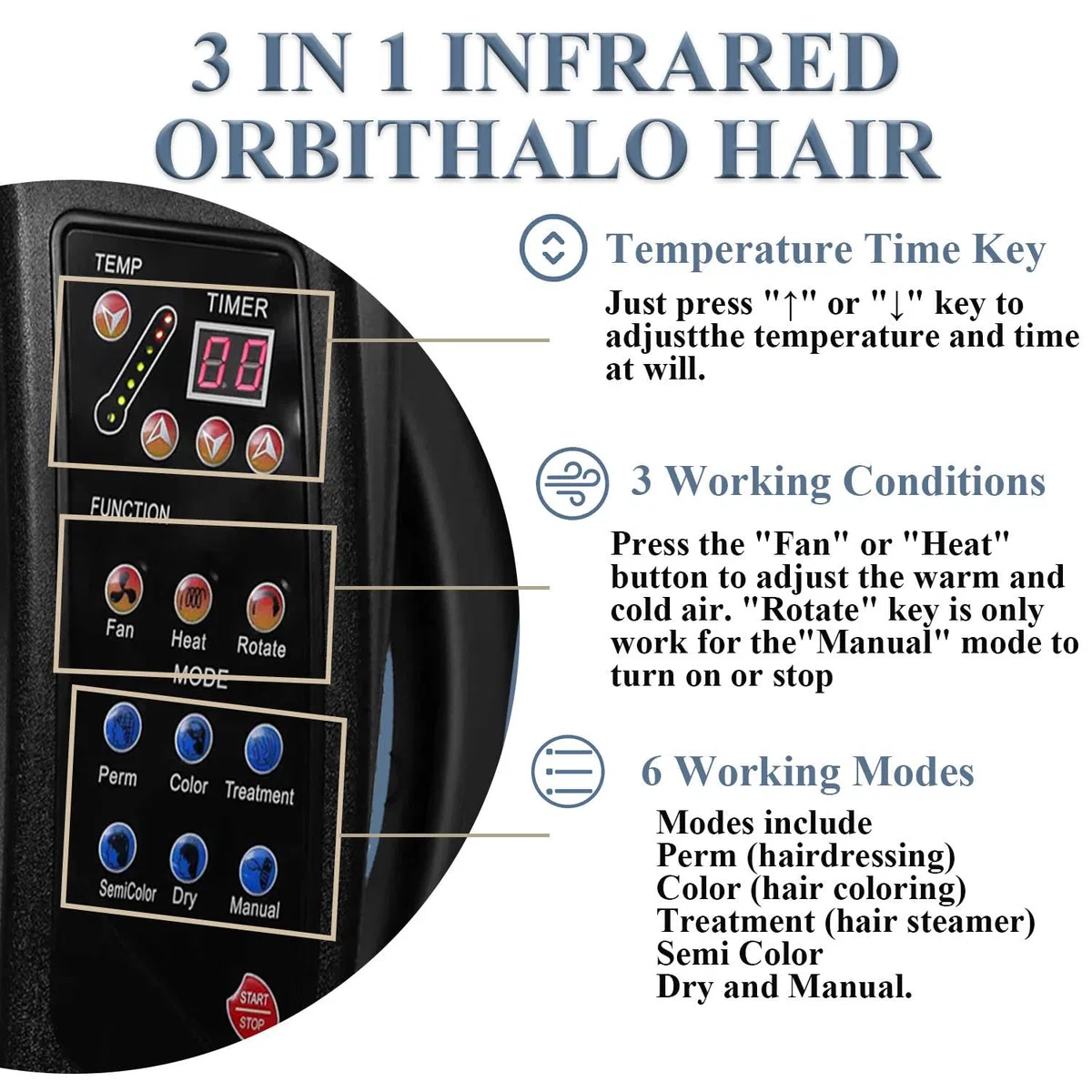 Appareil de Traitement Capillaire Rotatif à 360 degrés, sèche-Cheveux Orbital UFO 3 en 1, Appareil à Vapeur pour Salon de Coiffure ou Soins capillaires à Domicile Hanging