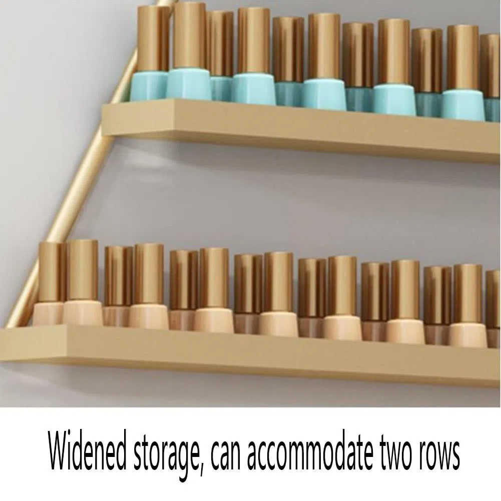 Présentoir Mural pour Vernis à Ongles : Présentoir Mural doré pour Vernis à Ongles - Étagère Triangulaire en 2 Parties pour huiles essentielles, cosmétiques et parfums - Porte-flacons de ver