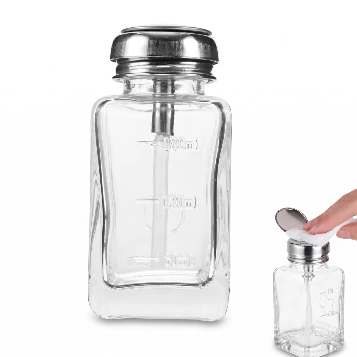 Homoyoyo 1Pièce Bouteille Verre avec Pompe pour Dissolvant de Vernis à Ongles Flacon Vide Pratique et Durable pour et Cosmétiques