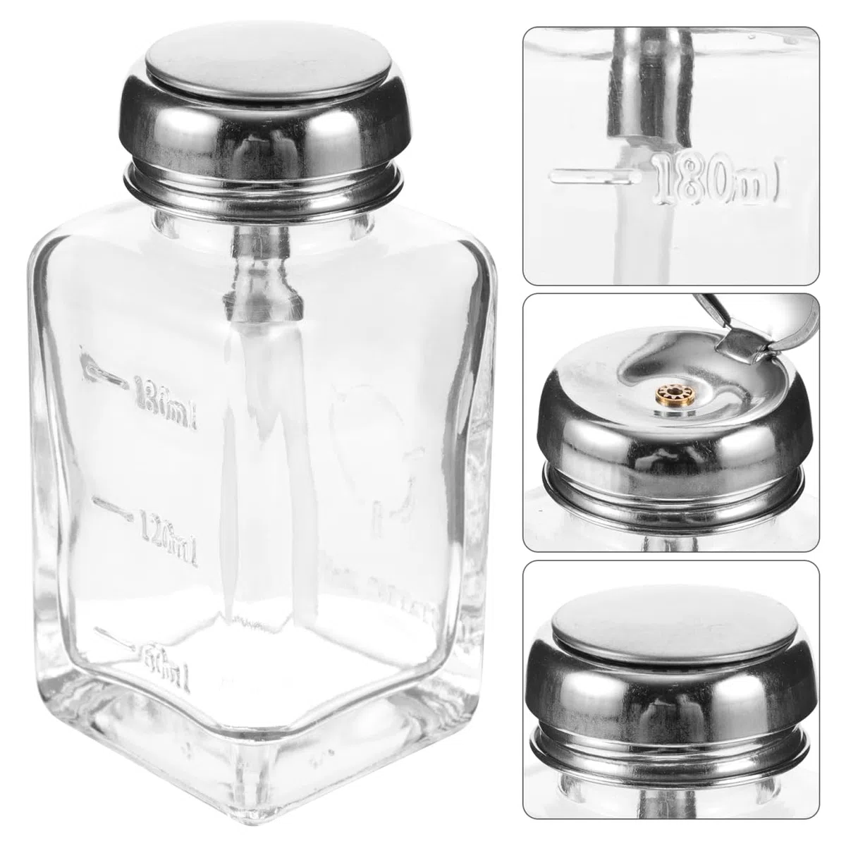 Homoyoyo 1Pièce Bouteille Verre avec Pompe pour Dissolvant de Vernis à Ongles Flacon Vide Pratique et Durable pour et Cosmétiques