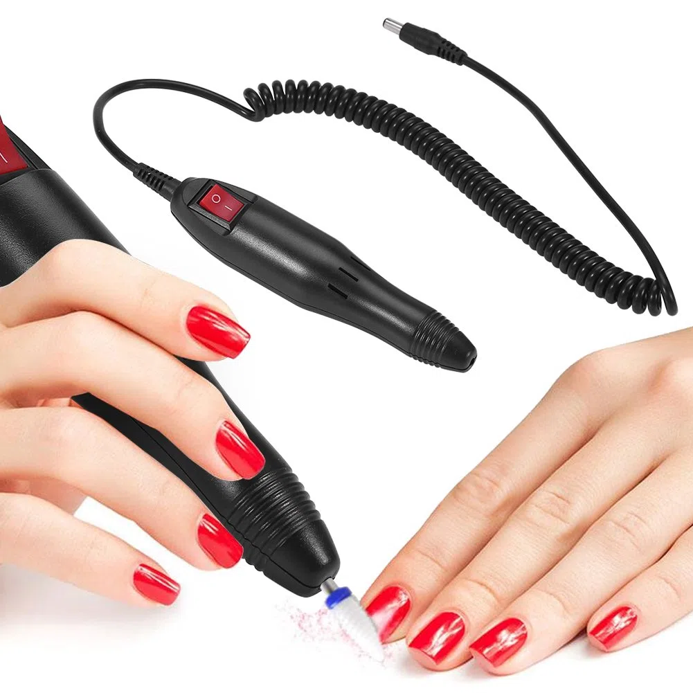 Stylo perceuse à ongles remplacement perceuse à ongles pièce à main remplacement manucure perceuse à ongles poignée de remplacement perceuse à ongles poignée 15 X 7 X 5cm Noir