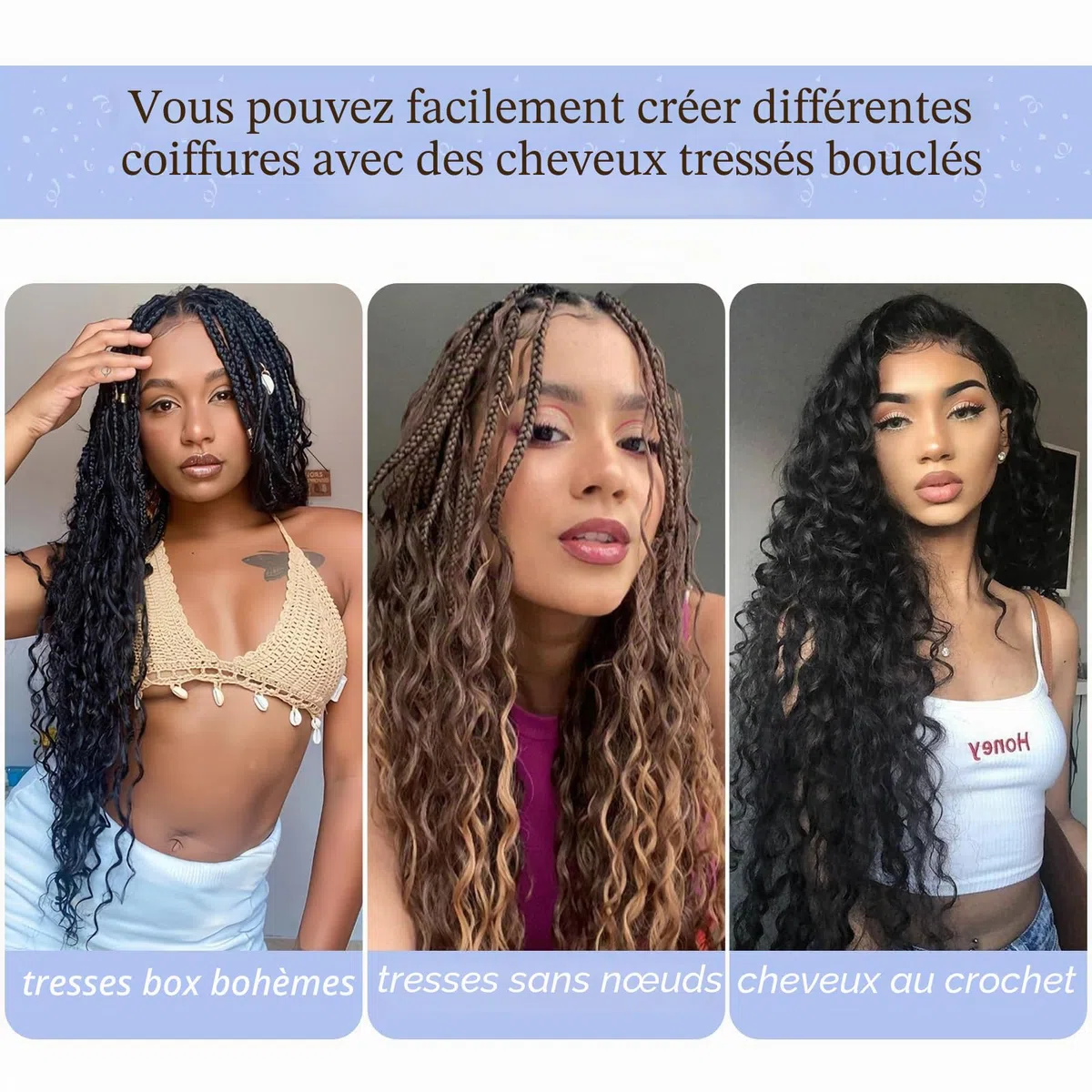 Deep Twist Crochet Braids Hair Extensions Ocean Wave Braiding Crochet Hair Soft Synthetic Curly Bohemian Braiding Crochet Hair Extensions for Women (1B, 18 inch (pack of 3）)