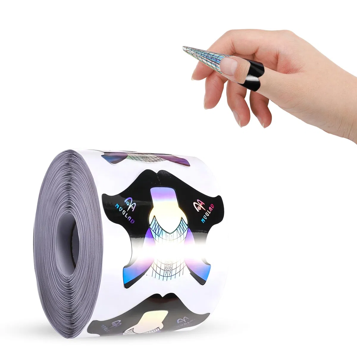 300 Pièces Chablons Ongles Extension, Auto-Adhésif Ongles Forme pour Gel UV Acrylique, Chablon Papier pour Nails Art, Modèles de Construction Nail Art Professionnel (Noir)
