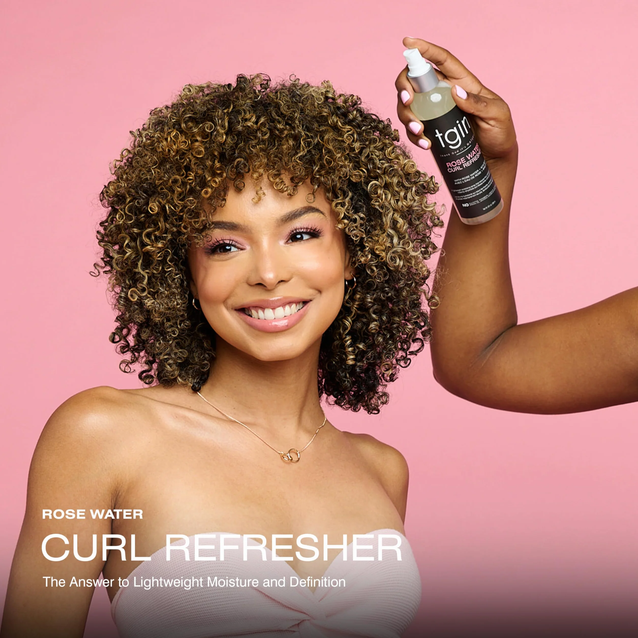 TGIN Spray rafraîchissant à l'eau de rose pour cheveux bouclés, 236 ml