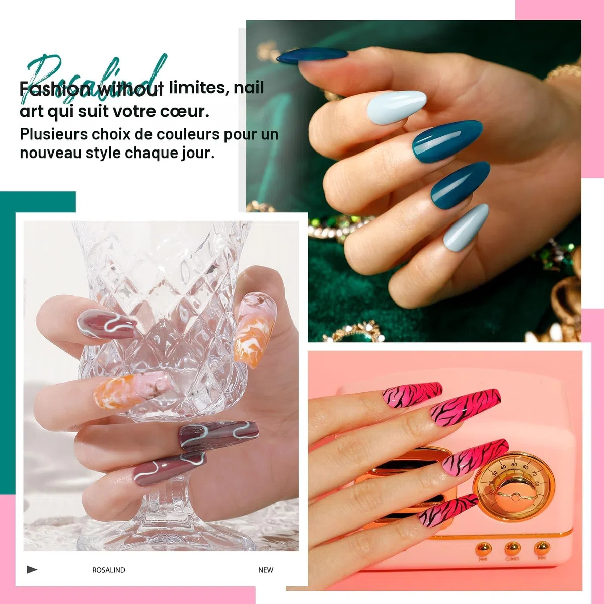 ROSALIND Vernis Semi Permanent 24PCS, Jaune Rose Bleu Violet Blanc Marron Couleurs Vernis Gel Semi Permanent, Mini Soak-off UV/LED Vernis à Ongles Semi-permanent Manucure Kit