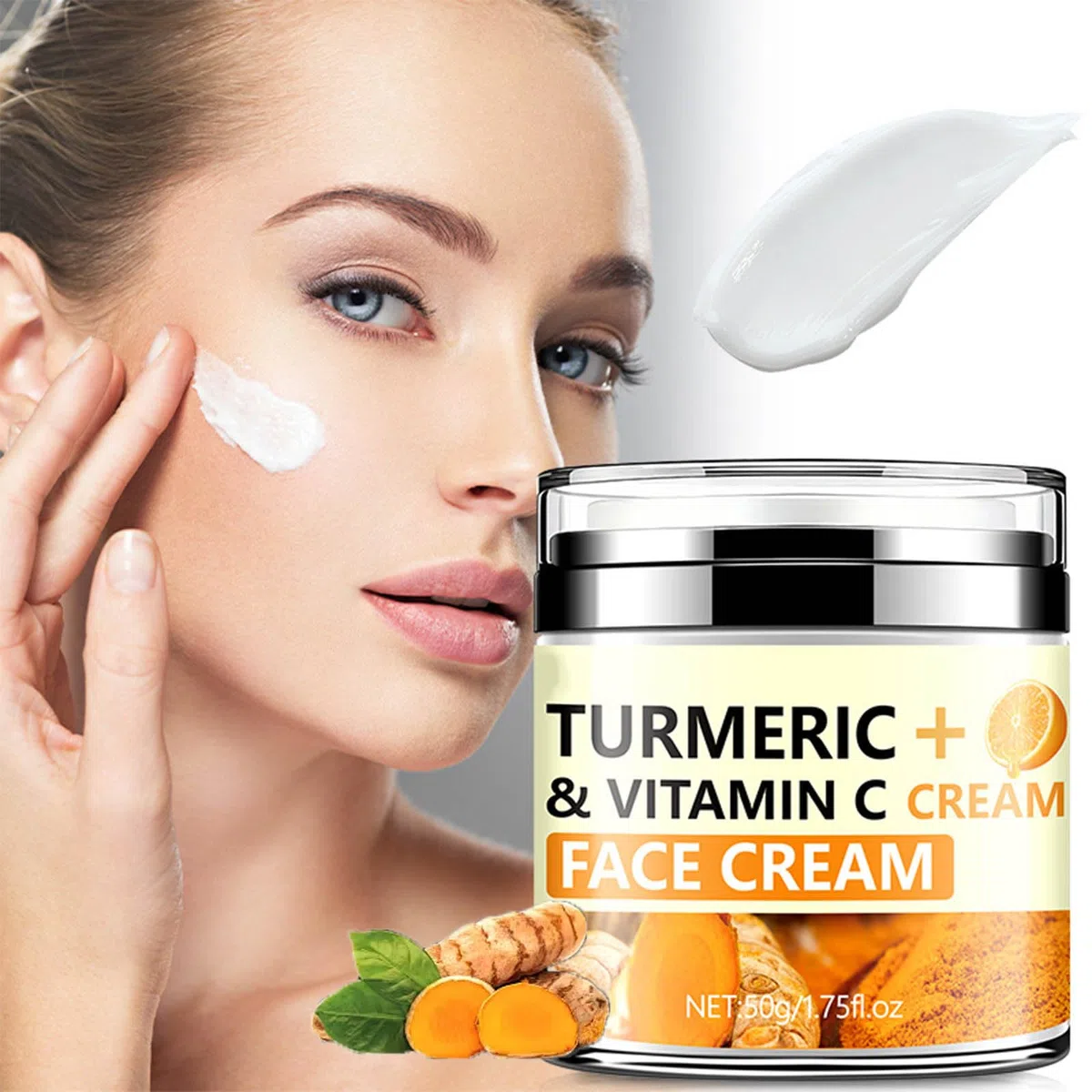 Crème raffermissante pour le cou au curcuma, crème hydratante anti-rides et liftante pour le cou pour lisser les rides, raffermir et lifter la peau, ridules du cou 1,69 oz