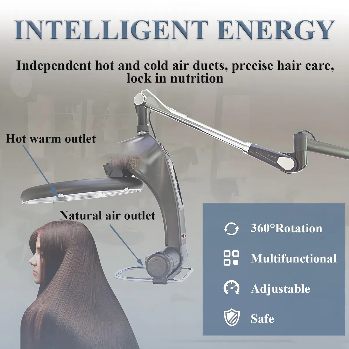 Appareil de Traitement Capillaire Rotatif à 360 degrés, sèche-Cheveux Orbital UFO 3 en 1, Appareil à Vapeur pour Salon de Coiffure ou Soins capillaires à Domicile Hanging