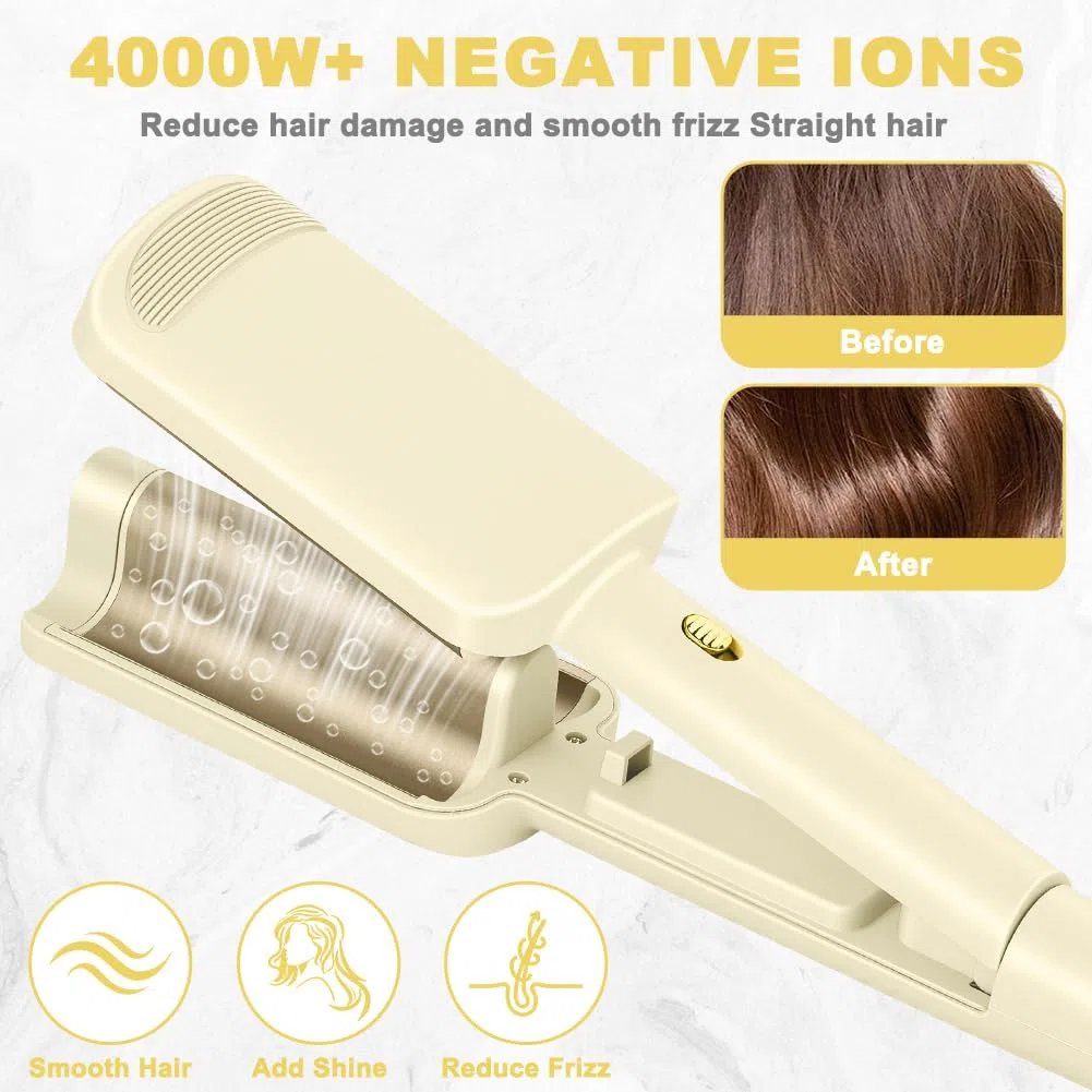 LOPHE 32mm Cheveux Wavy Fer à Boucler, Fers à Onduler French Waves avec 4 Températures Réglables, Cheveux Wavy Fer à Boucler pour Cheveux Longs Courts, Convient aux Débutants, Anti-Brûlure, Abricot