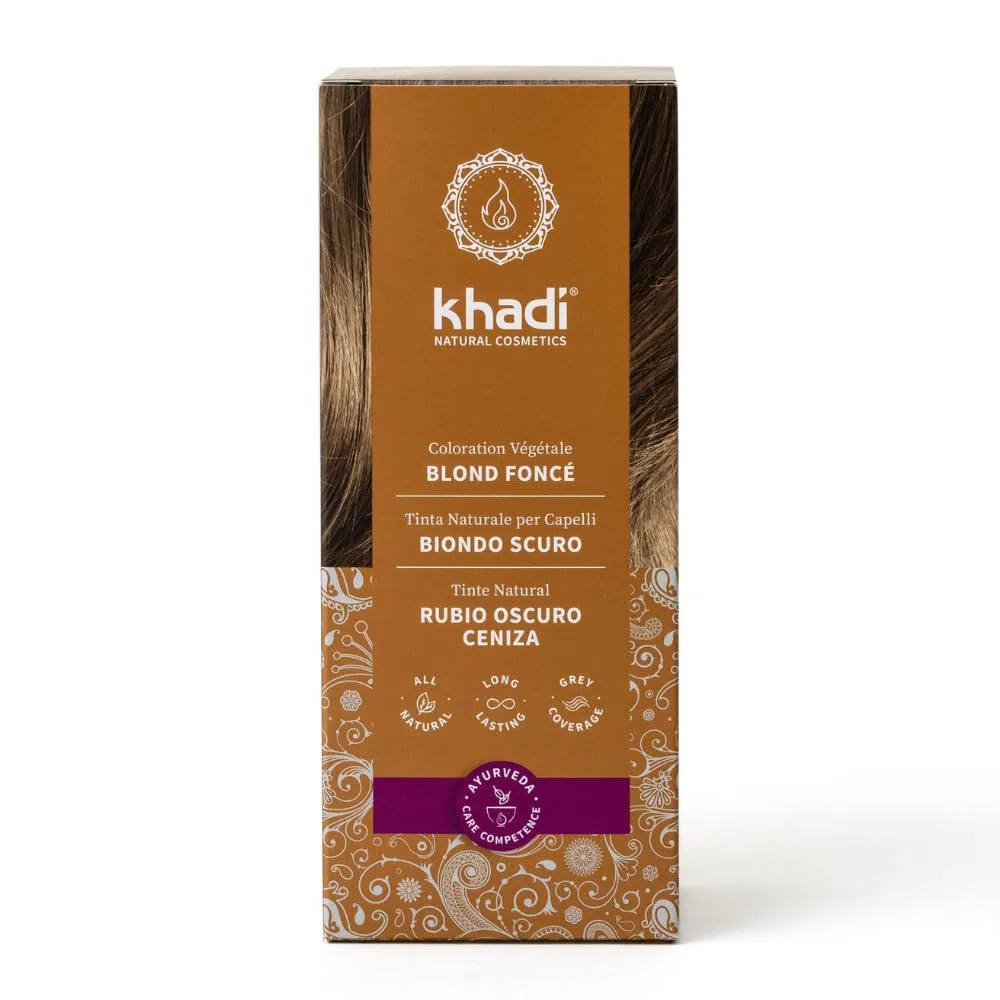khadi BLOND FONCÉ Coloration végétale - Colore vos cheveux dans un blond cendré mat à un blond foncé intense - 100% végétale et naturelle - 100 g