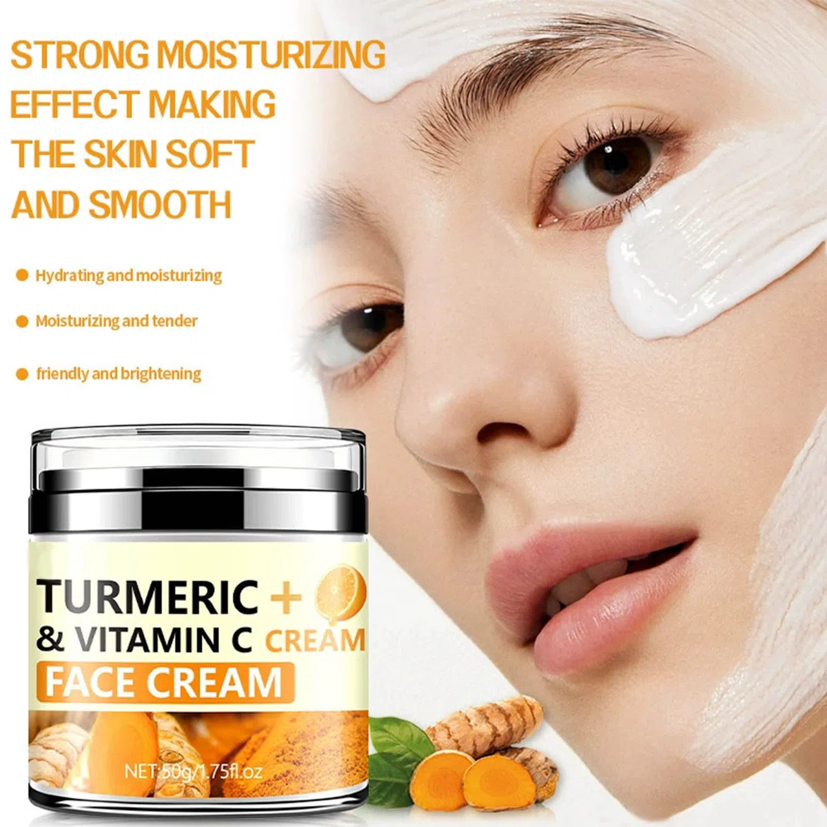 Crème raffermissante pour le cou au curcuma, crème hydratante anti-rides et liftante pour le cou pour lisser les rides, raffermir et lifter la peau, ridules du cou 1,69 oz
