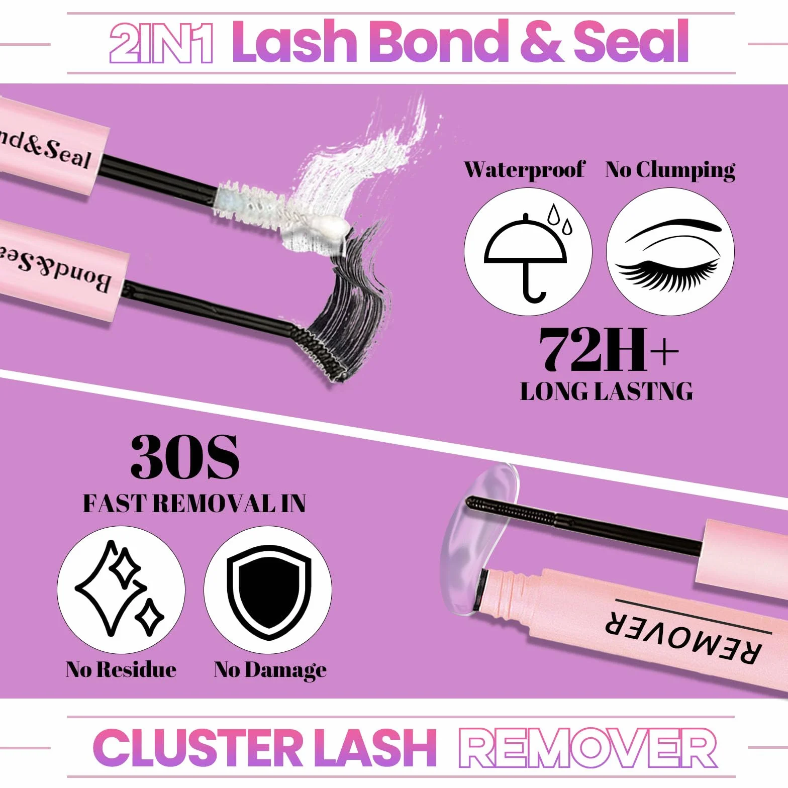 Kit d'extension de Cils Bricolage 280 Cils 30+40D 12-18mm avec Lash Bond and Seal,Dissolvant de Lashes,Lash de Shampooing,Brosse de Nettoyage Brosse à Lashes Applicateur