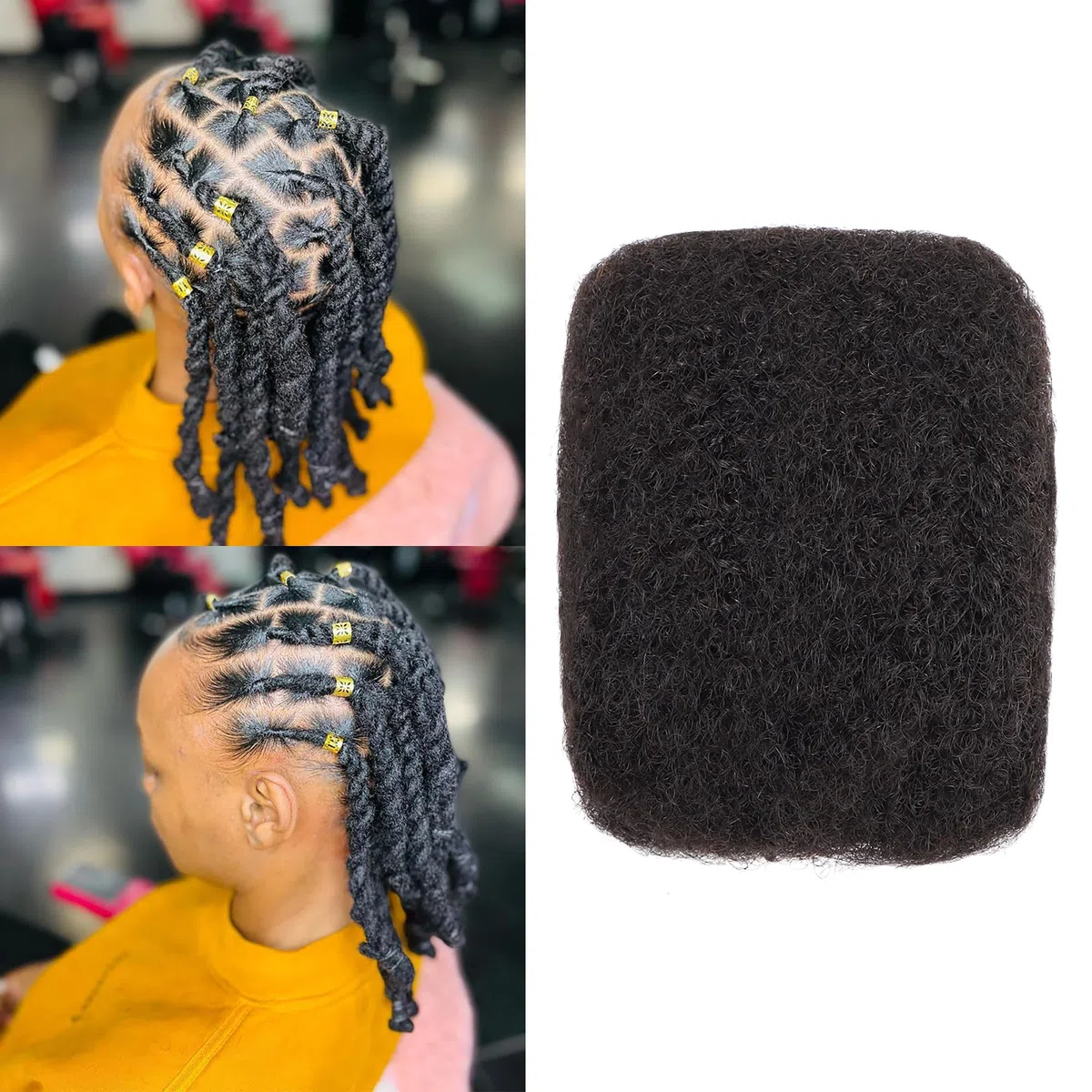 1 OZ/Pack Extension Cheveux Naturel, Cheveux Afro Naturel Afro Kinky Bulk Cheveux Naturel Humain Pour Locks, Extensions, Dreadlocks (8 Pouces, Noir Naturel)