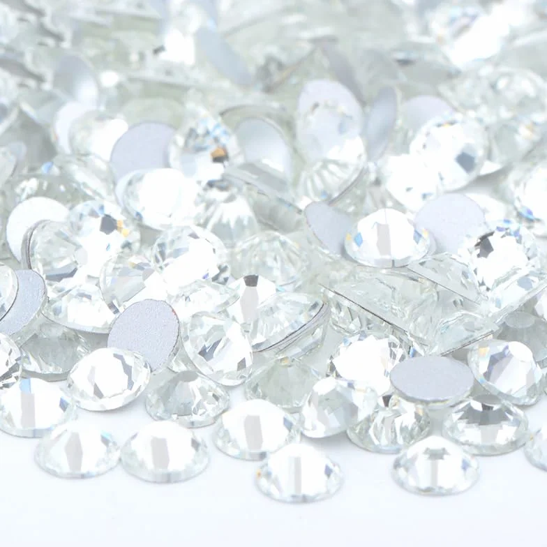 Vente en gros 100 bruts SS6 8 10 12 16 20 30 cristal rose violet dos plat strass en vrac colle sur décoration des ongles pierre-02 cristal AB,ss6 100gr 14400pcs 03 noir ss16 100gr 14400pcs