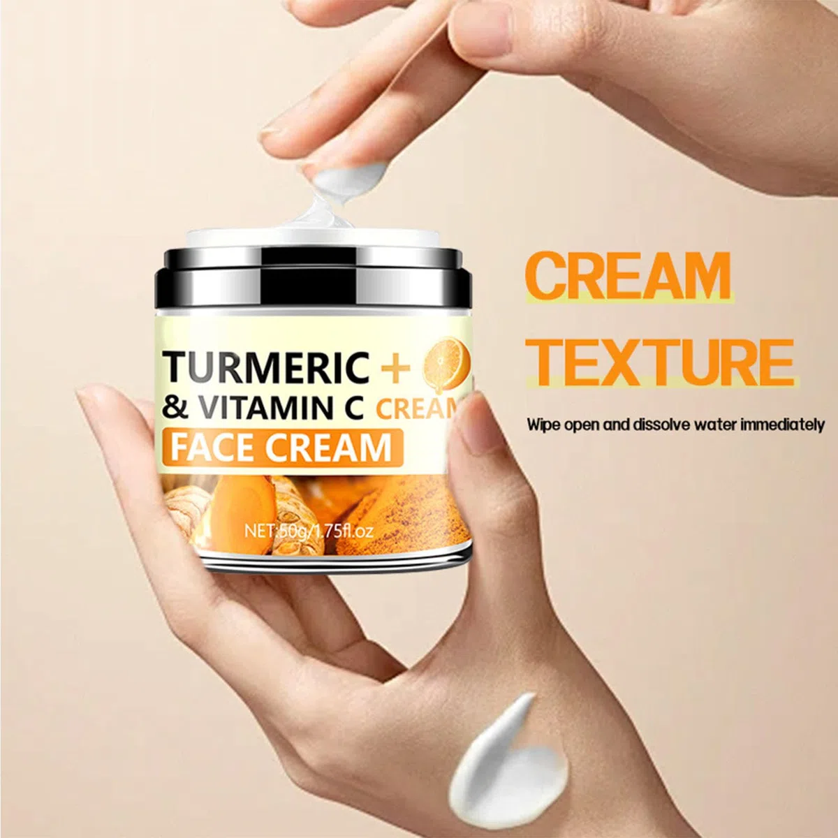 Crème raffermissante pour le cou au curcuma, crème hydratante anti-rides et liftante pour le cou pour lisser les rides, raffermir et lifter la peau, ridules du cou 1,69 oz