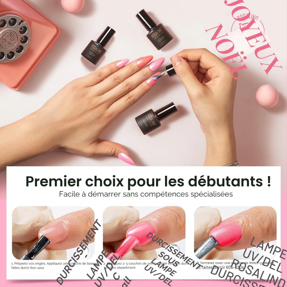 ROSALIND Vernis Semi Permanent 24PCS, Jaune Rose Bleu Violet Blanc Marron Couleurs Vernis Gel Semi Permanent, Mini Soak-off UV/LED Vernis à Ongles Semi-permanent Manucure Kit