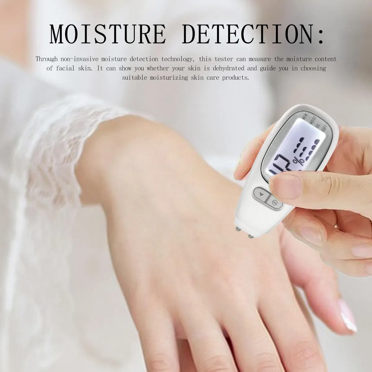 Détecteur de peau numérique, testeur de soins de la peau - Testeur d'hydratation intelligent avec écran LCD,Stylo de détection d'huile d'eau de visage pour moniteur