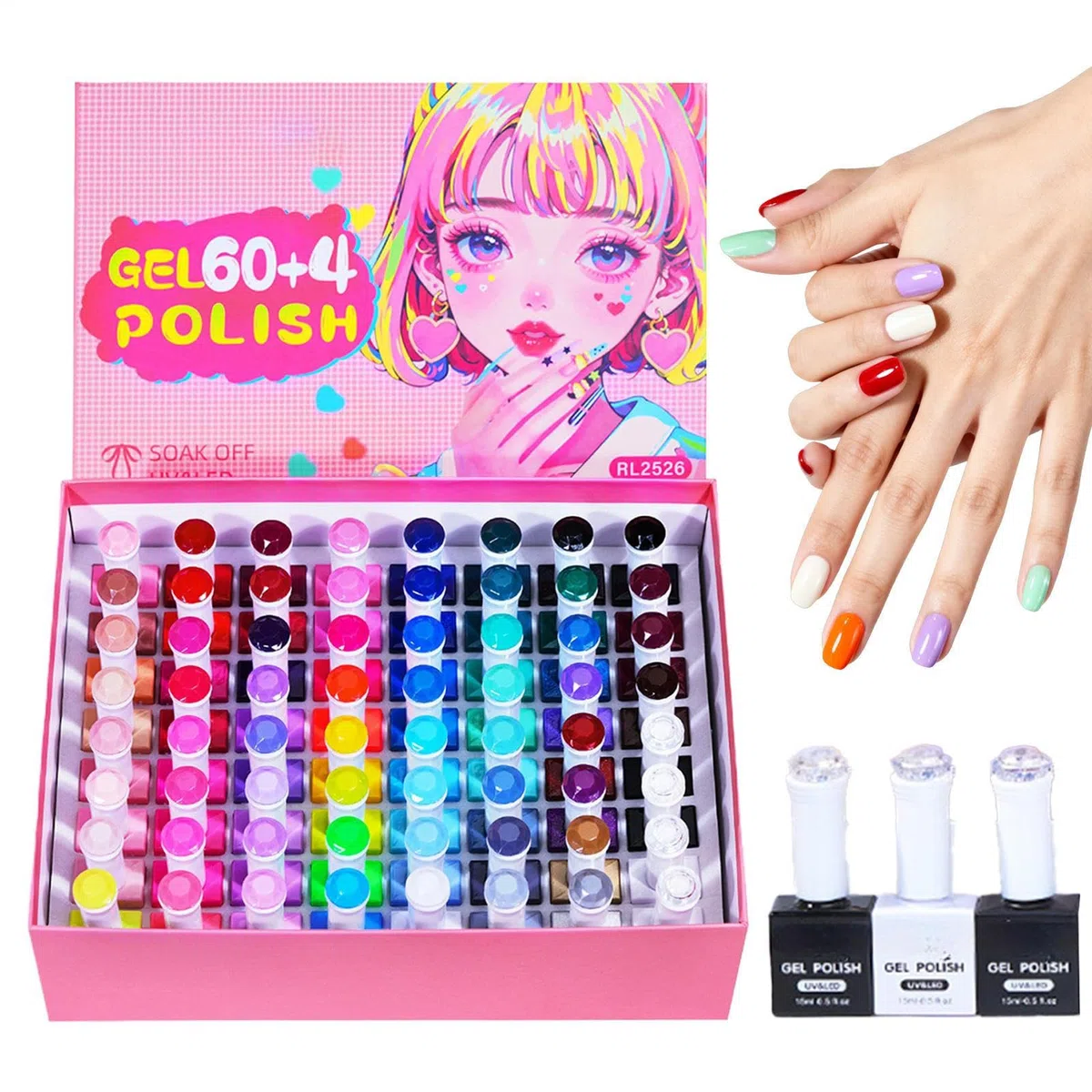 Set De Vernis À Ongles 60 Couleurs à Tenue Longue et Séchage pour les