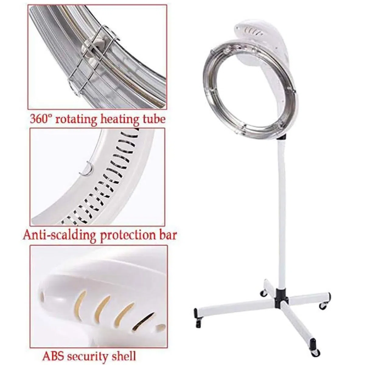 Casques de séchage sur Pied, sèche-Cheveux Professionnel sur Pied avec minuterie et Roue, équipement de Salon de beauté, processeur de Coloration for Salon de Coiffure à Domicile