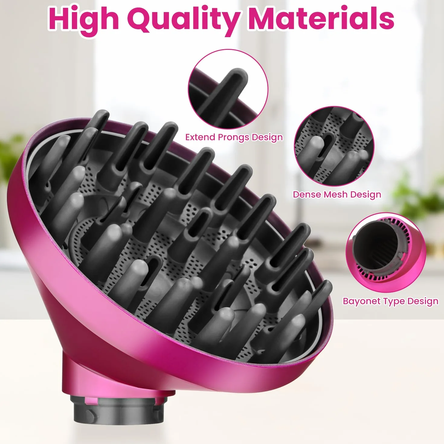 Embout diffuseur pour Dyson Airwrap HS01 HS03 HS05, diffuseur de cheveux, boucles, buse de diffuseur portable, conversion pour Airwrap Curling Styler en sèche-cheveux, rose rouge