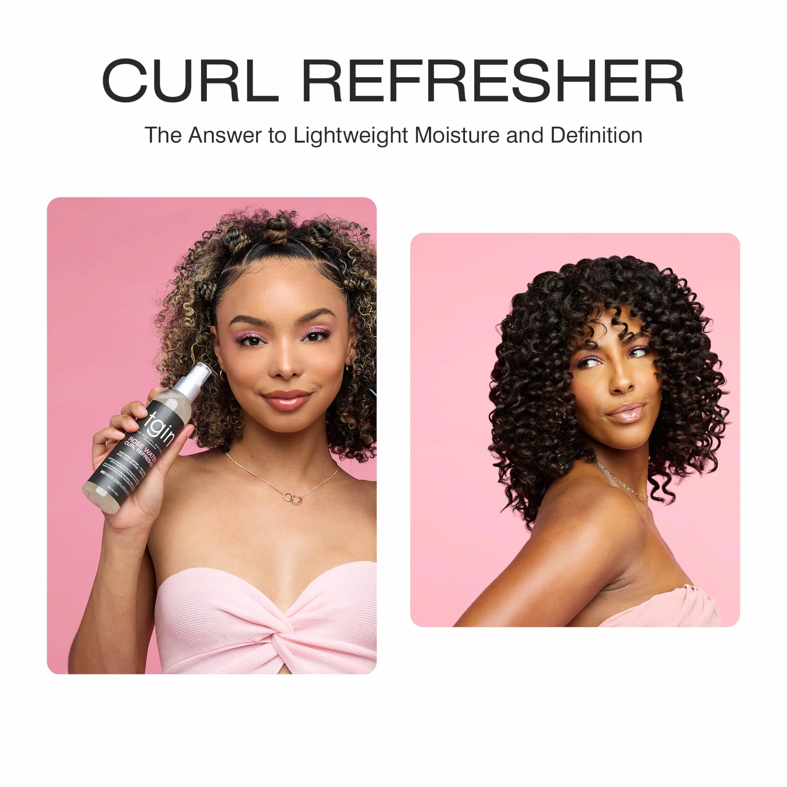 TGIN Spray rafraîchissant à l'eau de rose pour cheveux bouclés, 236 ml