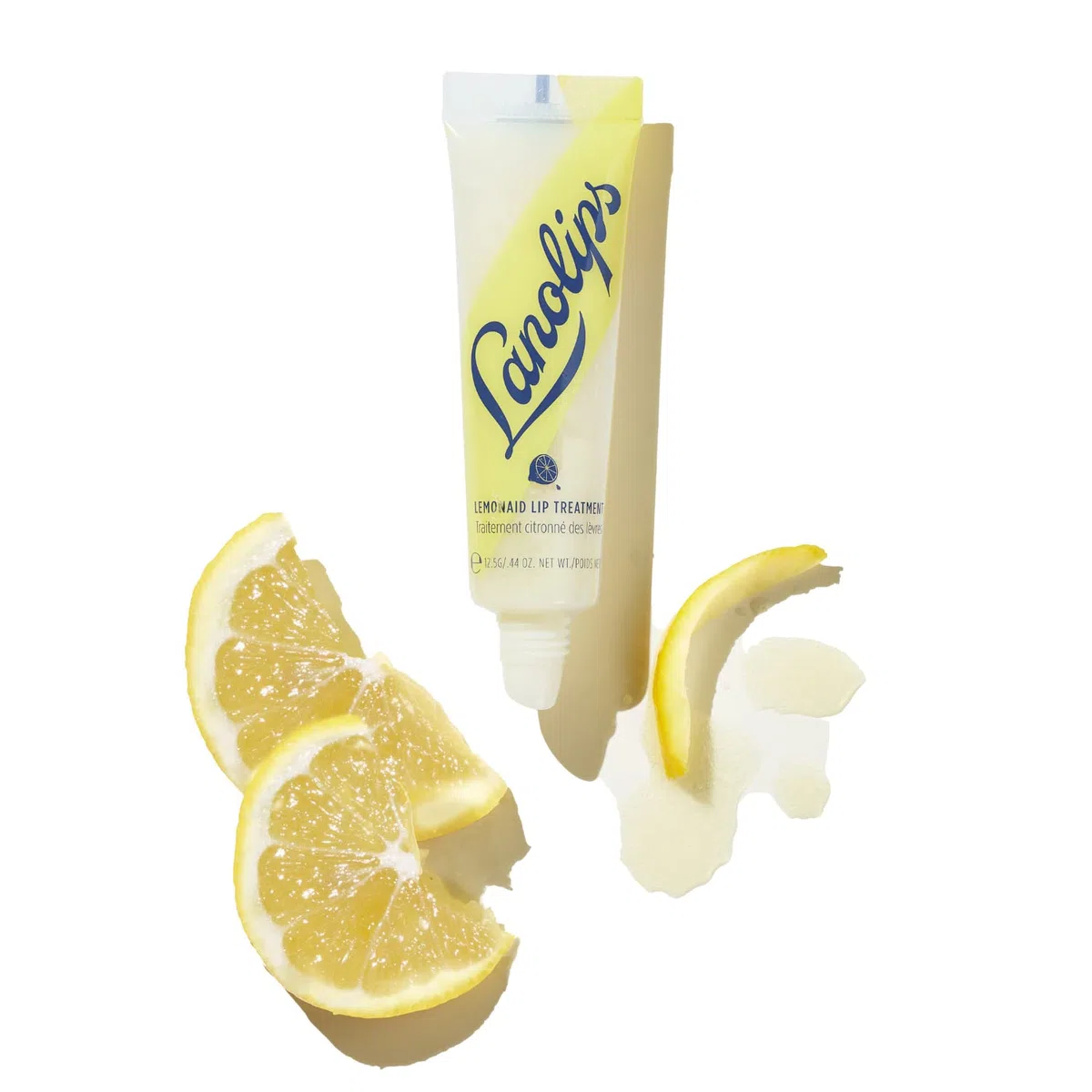 Lanolips Lemonaid Lip Treatment – Exfoliant hydratant pour les lèvres à la lanoline, à la vitamine E + Shimmer – Hydratant teinté pour les lèvres sèches, craquelées et épluchantes (12.5 g)