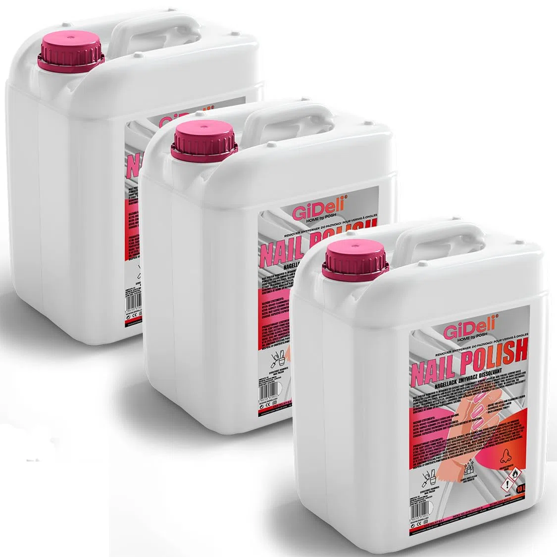 GiDeli Dissolvant pour vernis à ongles - 3 x 10 l - Nettoyant professionnel pour ongles Soak-Off Gel et UV - Enlèvement délicat et fiable du vernis à ongles - Pour salon de manucure